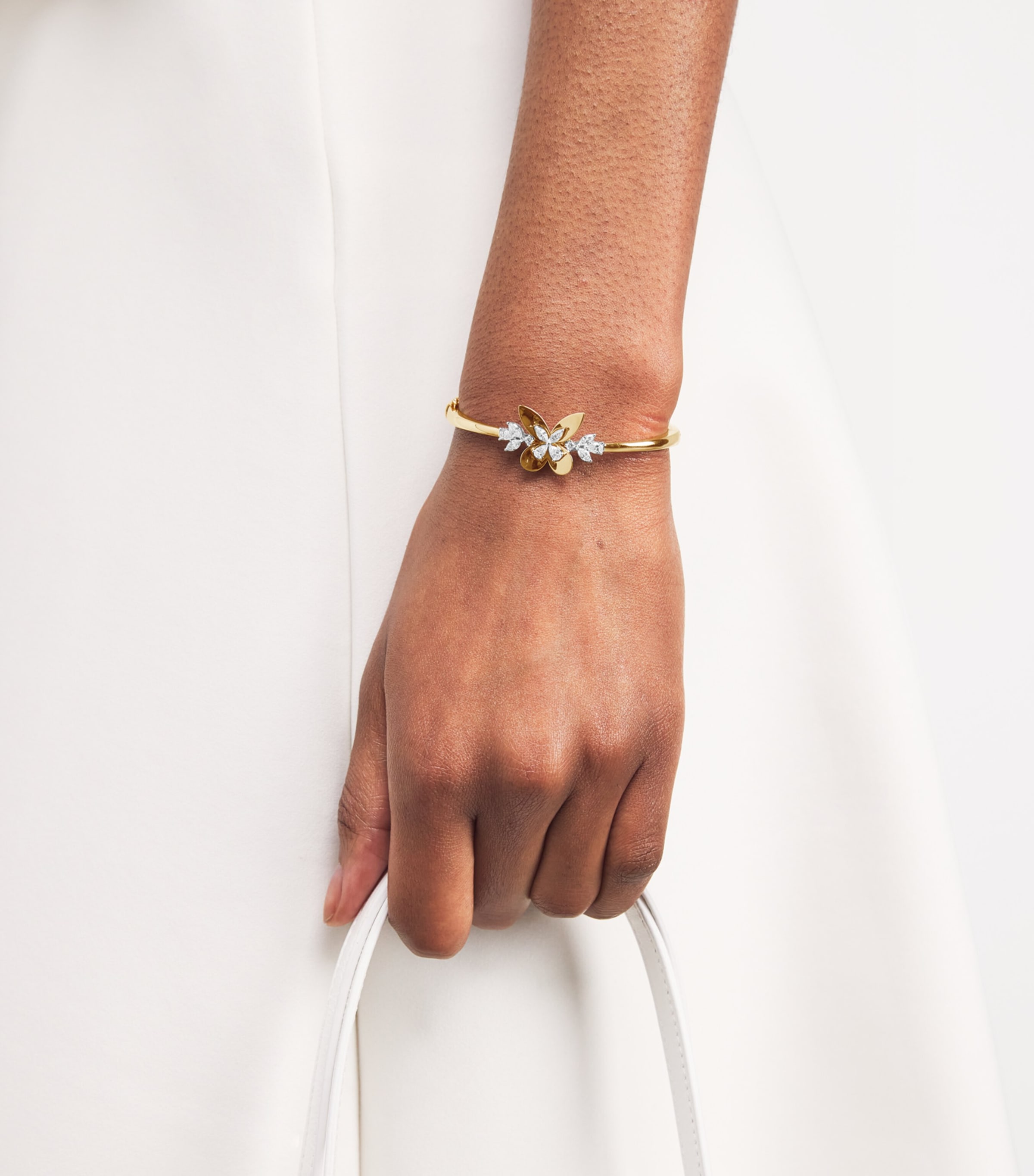 Yellow Gold and Diamond Butterfly Bangle YELLOW GOLD Image 2