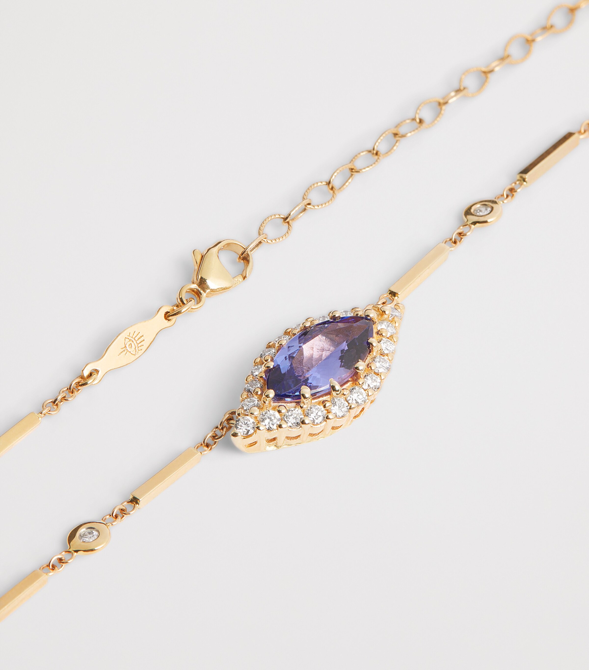Yellow Gold, Diamond and Tanzanite Evil Eye Necklace YELLOW GOLD Image 5