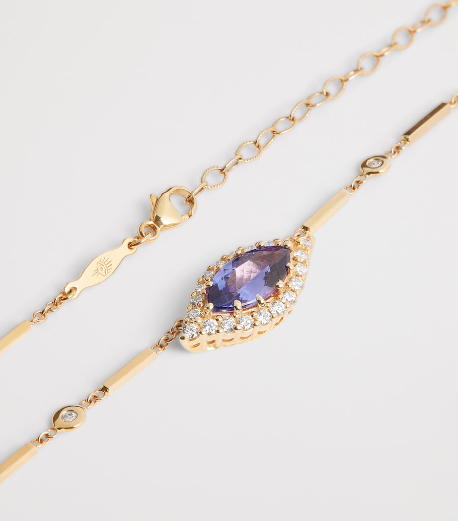 Yellow Gold, Diamond and Tanzanite Evil Eye Necklace YELLOW GOLD Image 5