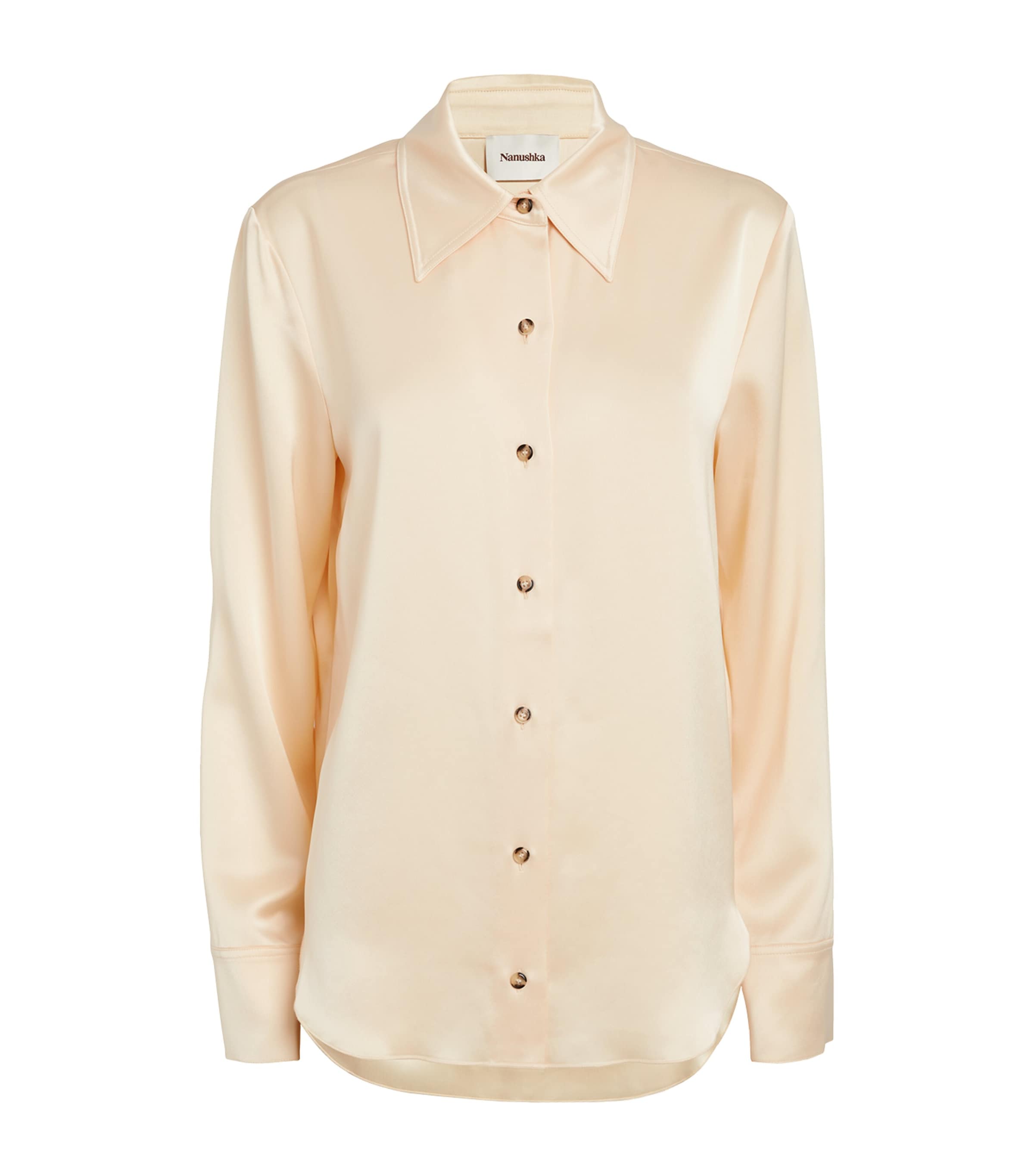 Shop Nanushka Satin Naum Shirt In Neutral