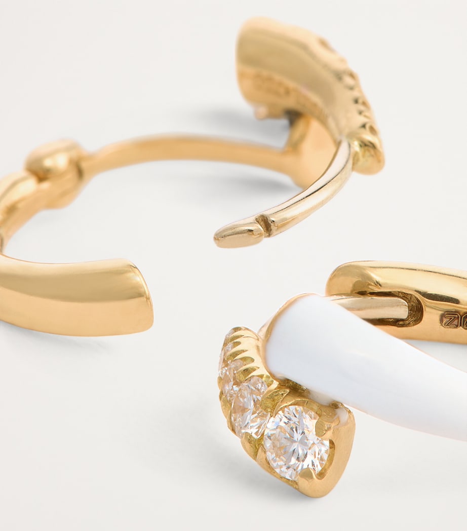 Yellow Gold, Diamond and Enamel Lola Huggie Earrings YELLOW GOLD Image 6