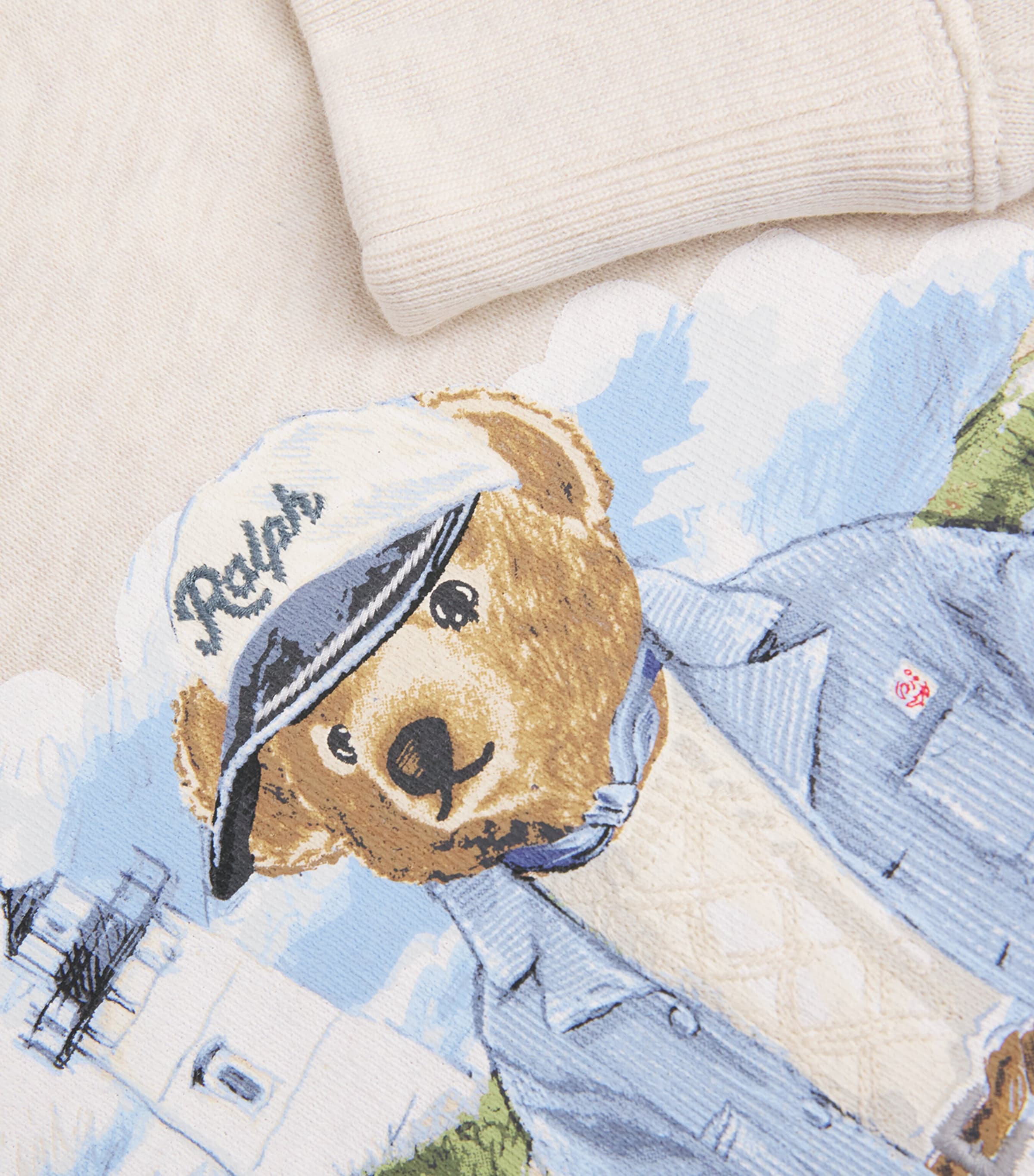 Polo Ralph Lauren Mens Cotton-Blend Polo Bear Hoodie White Image 5