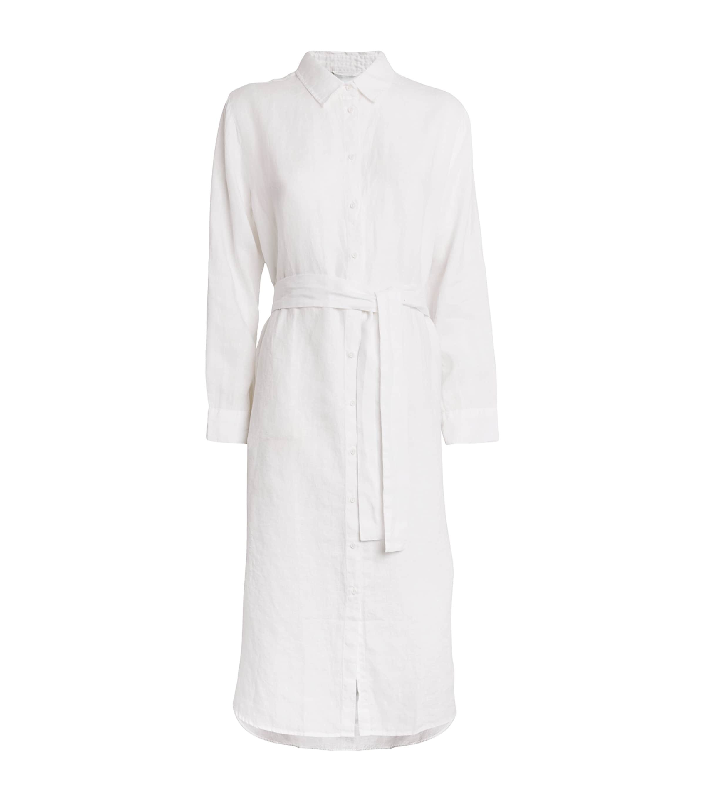Shop Melissa Odabash Linen Dania Midi Shirt Dress In White