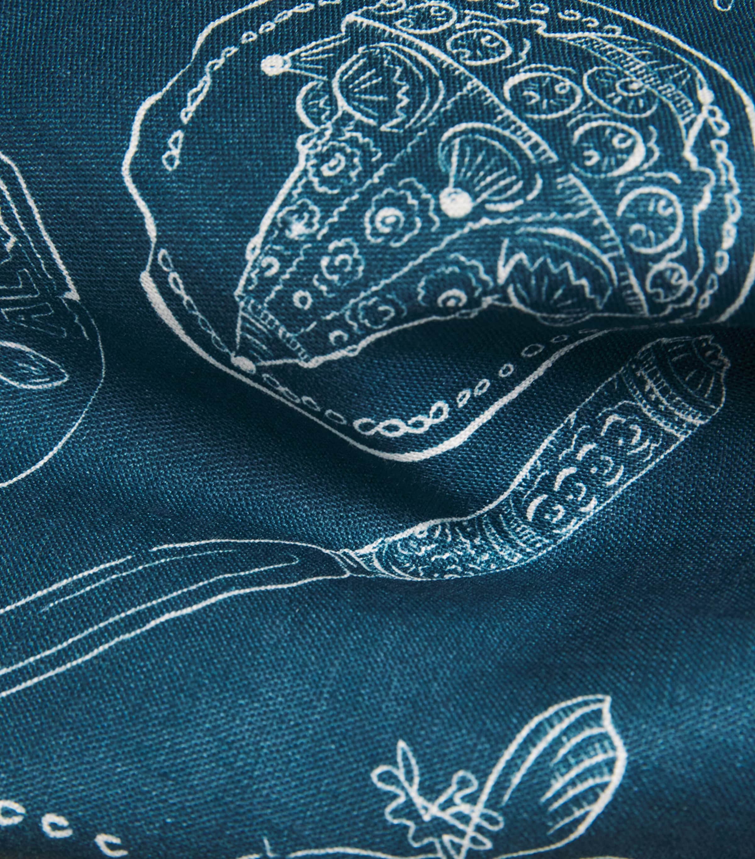 ALEMAIS Womens Linen Printed Lucky Mini Skirt Blue Image 6