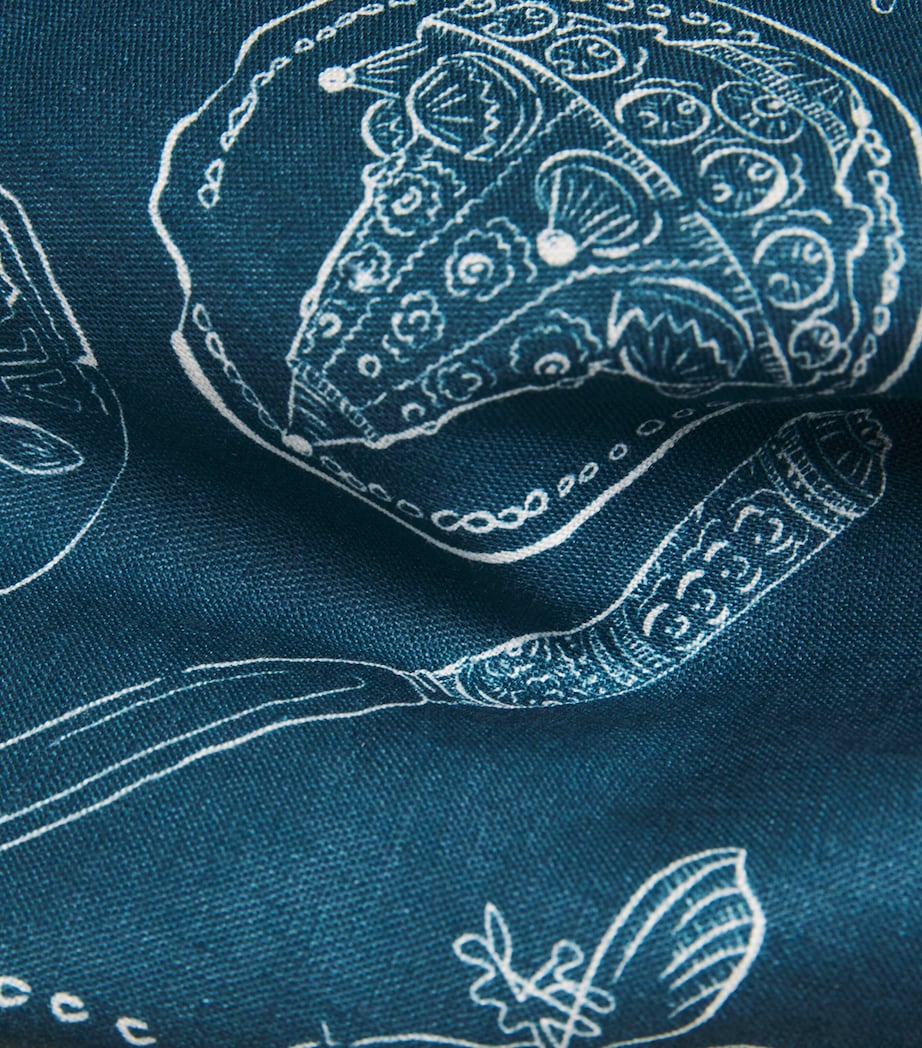 ALEMAIS Womens Linen Printed Lucky Mini Skirt Blue Image 6