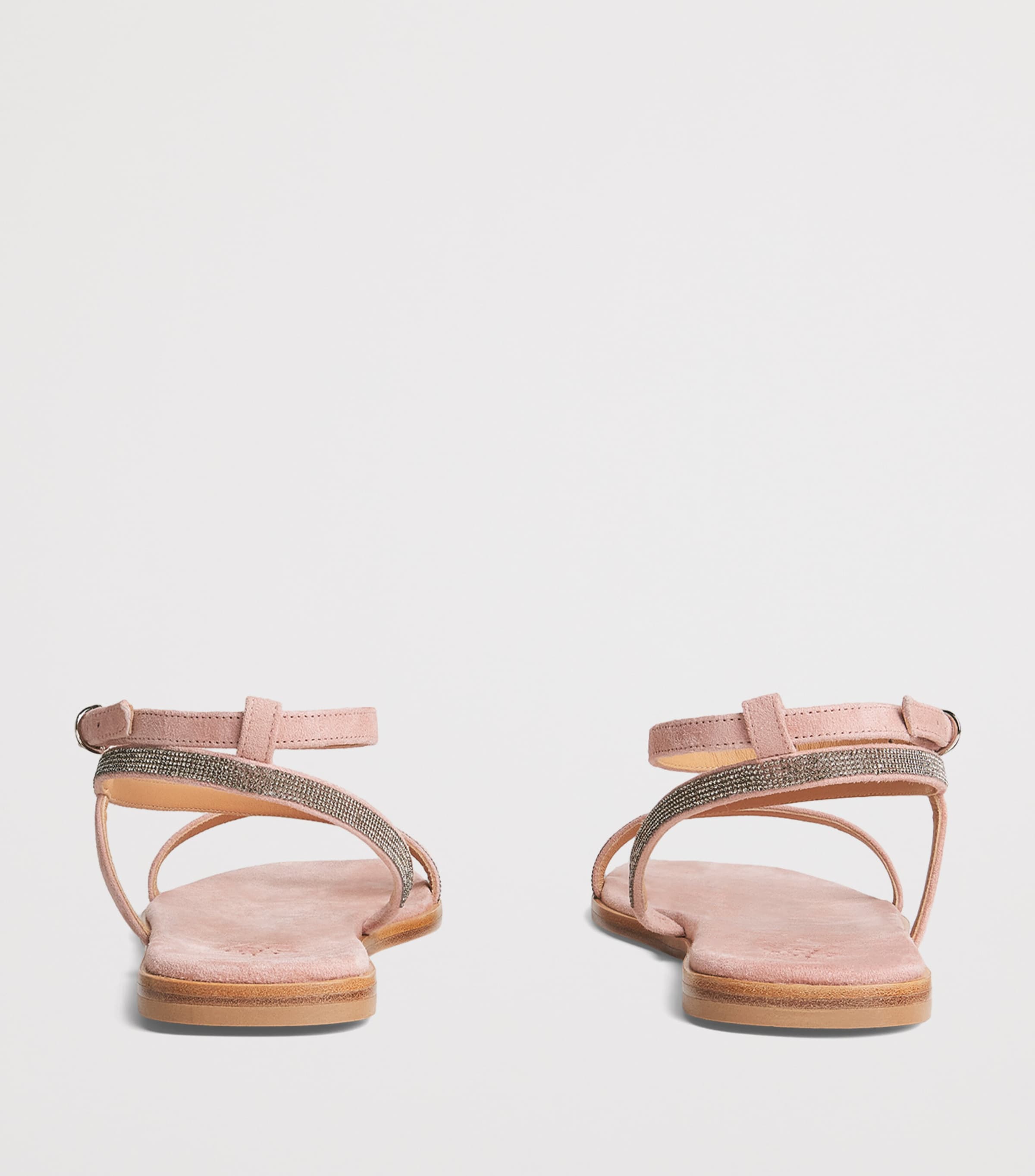 Eleventy Suede Crystal-Embellished Sandals Lampone Image 5