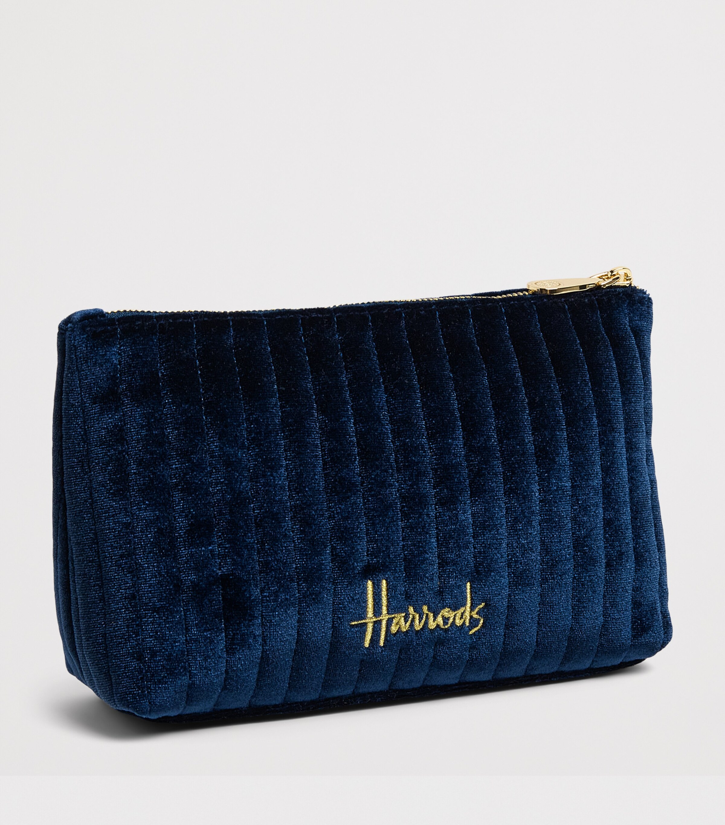 Harrods Small Velvet Partridge Wash Bag Navy Image 2