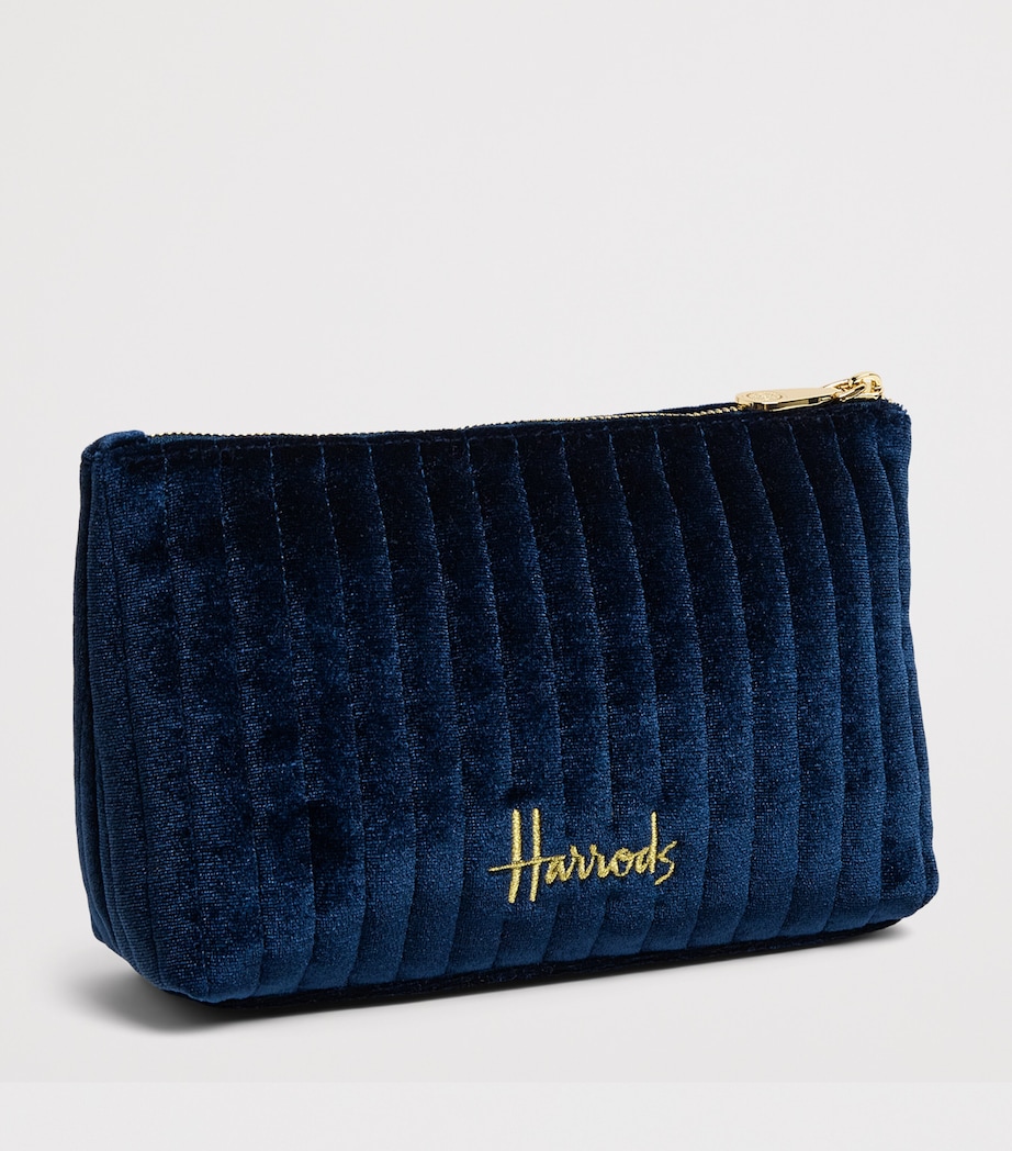 Harrods Small Velvet Partridge Wash Bag Navy Image 2