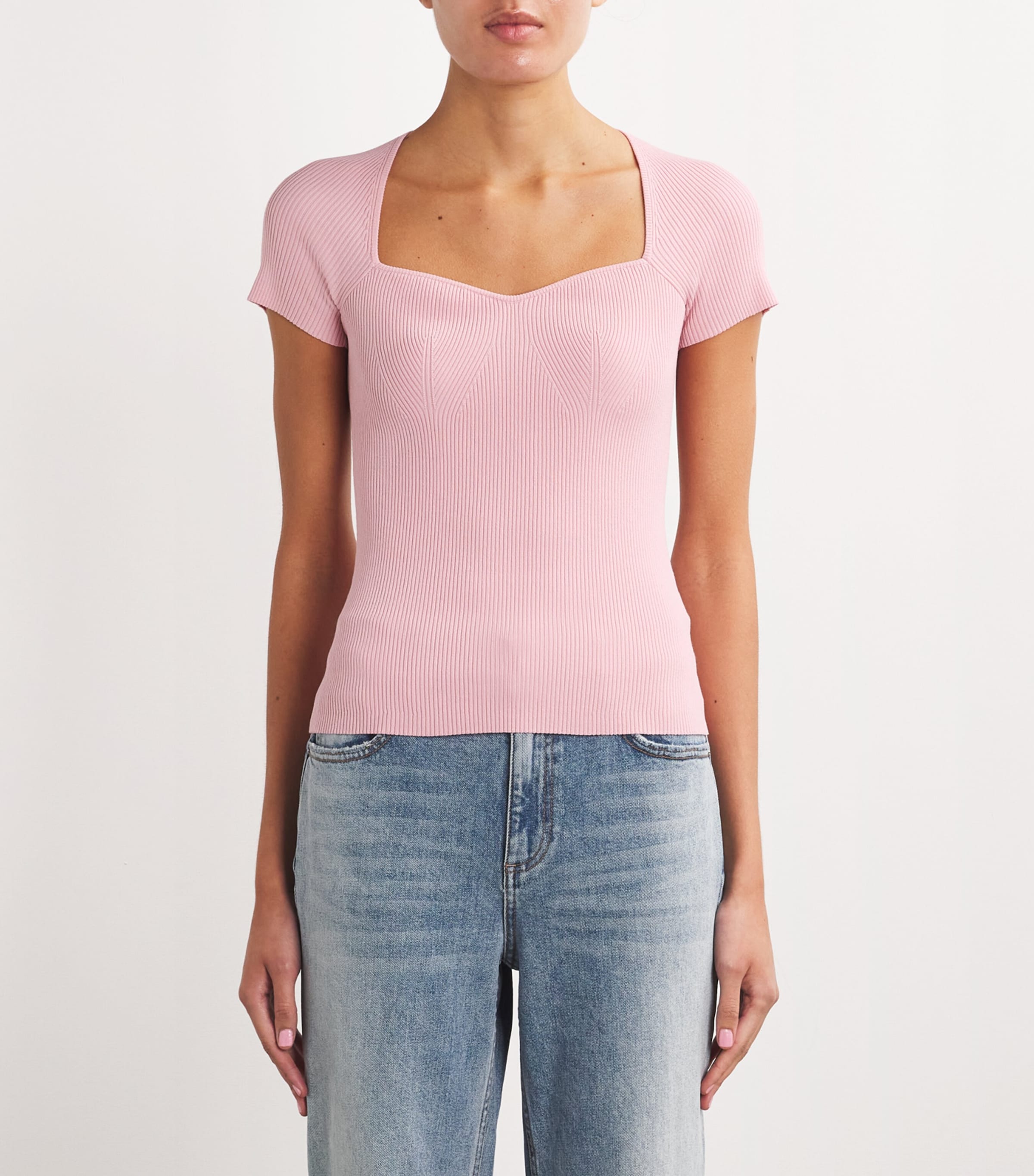 Maje Short-Sleeve Ribbed Top Harrods JP