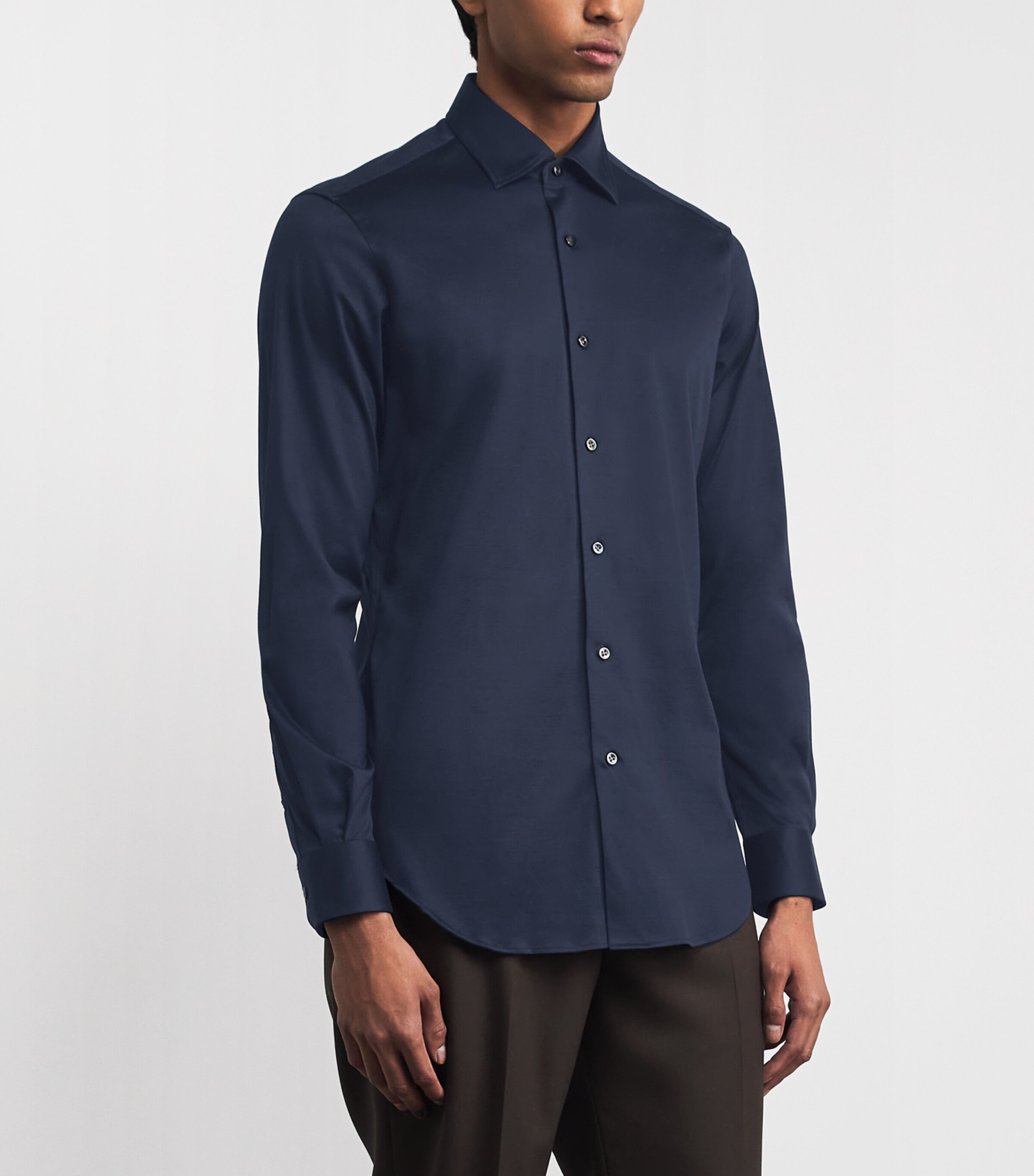 Pal Zileri Mens Cotton Jersey Shirt Blue Navy Image 4