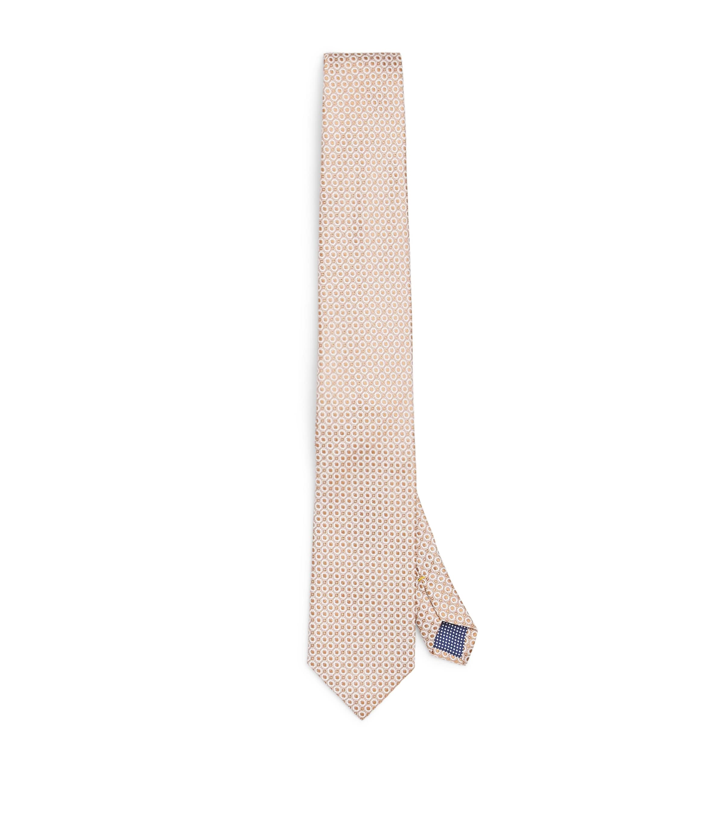 Eton Silk Geometric Tie In Neutral