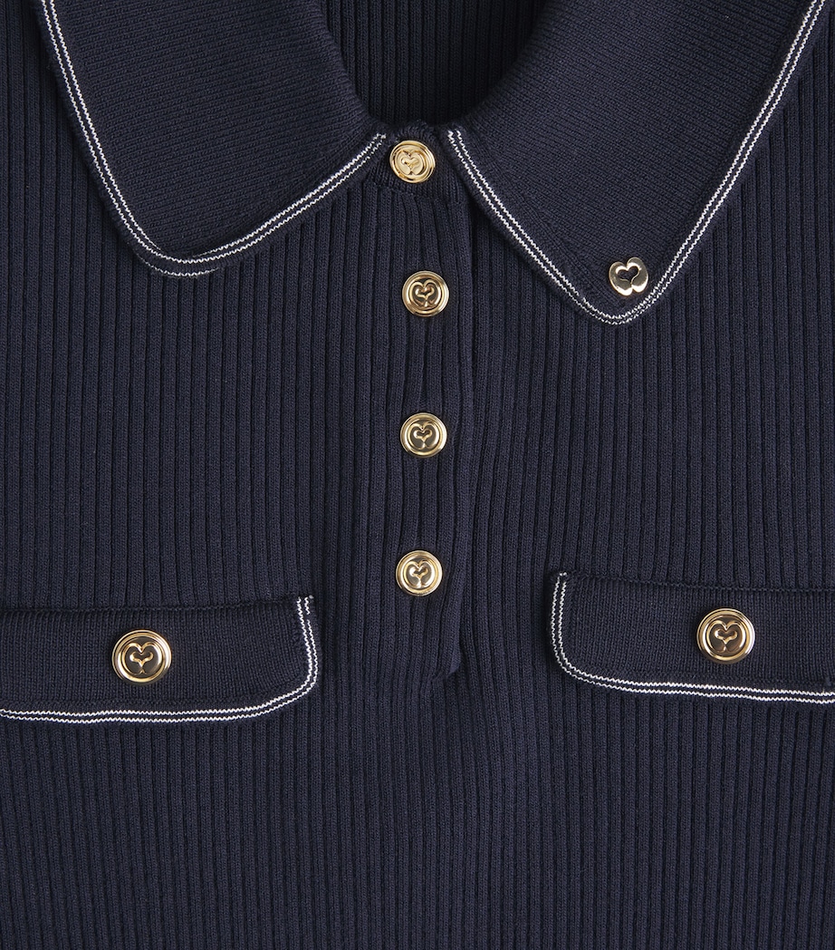 Maje Womens Ribbed Polo Shirt Navy Image 6