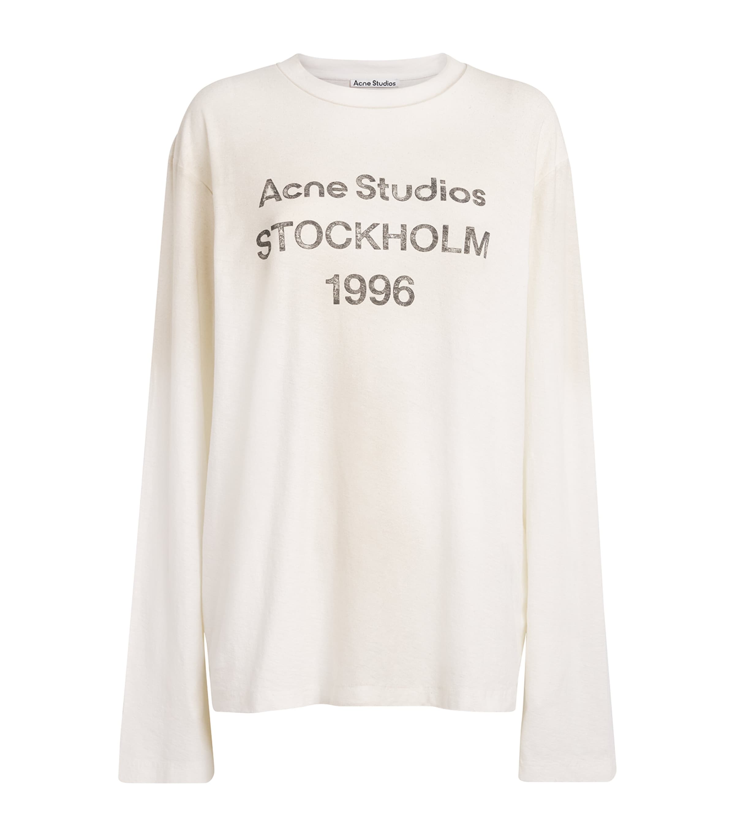 Acne Studios Womens Cotton-Blend Logo Relaxed T-Shirt Dusty White Image 1