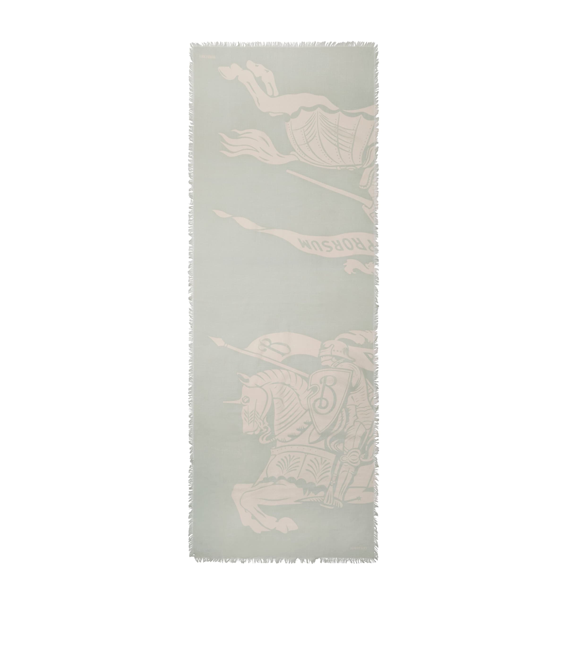 Burberry Wide Ekd Wool Scarf In Gray