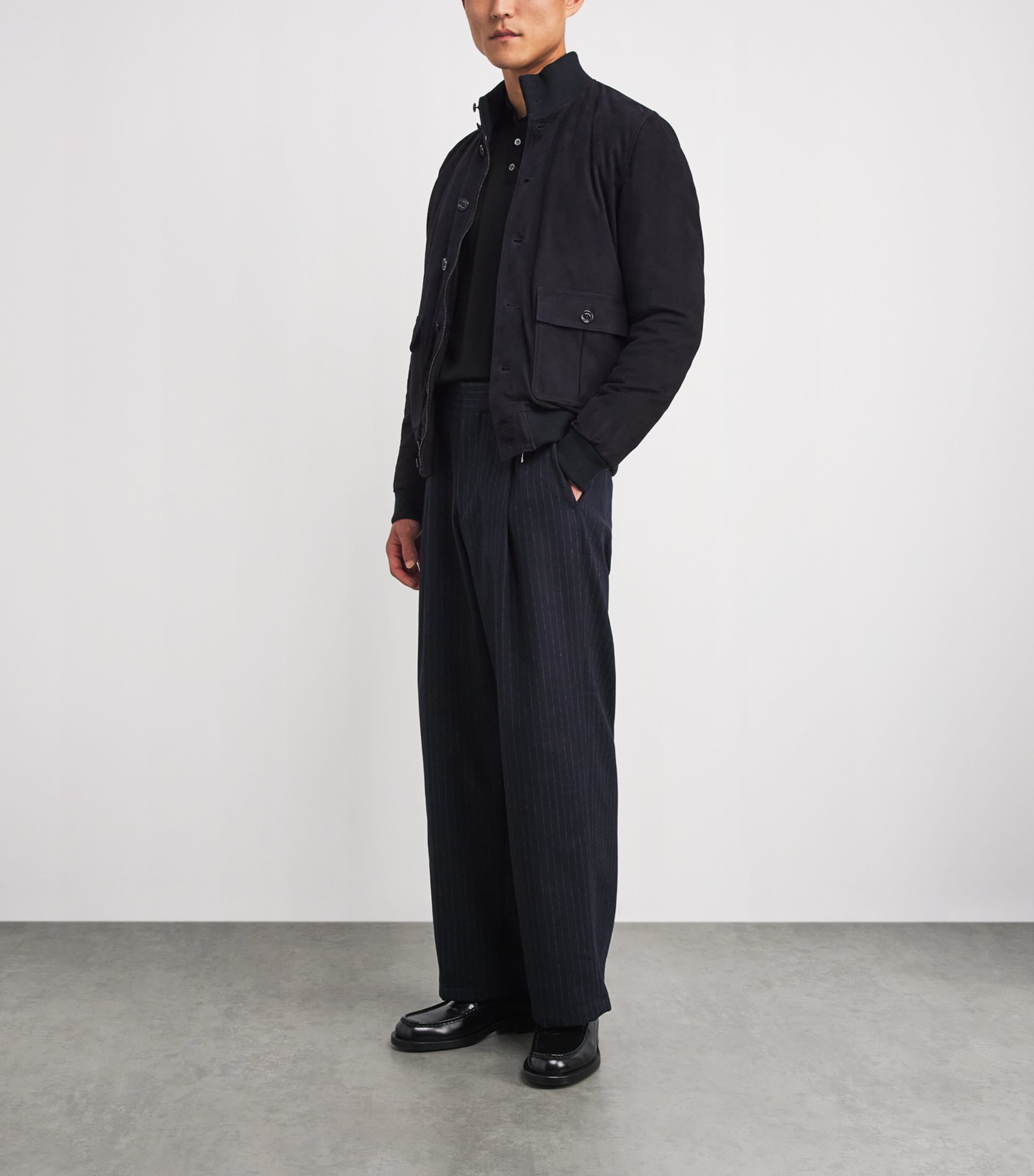 Suede Valstarino Bomber Jacket 0816E DARK BLUE Image 2