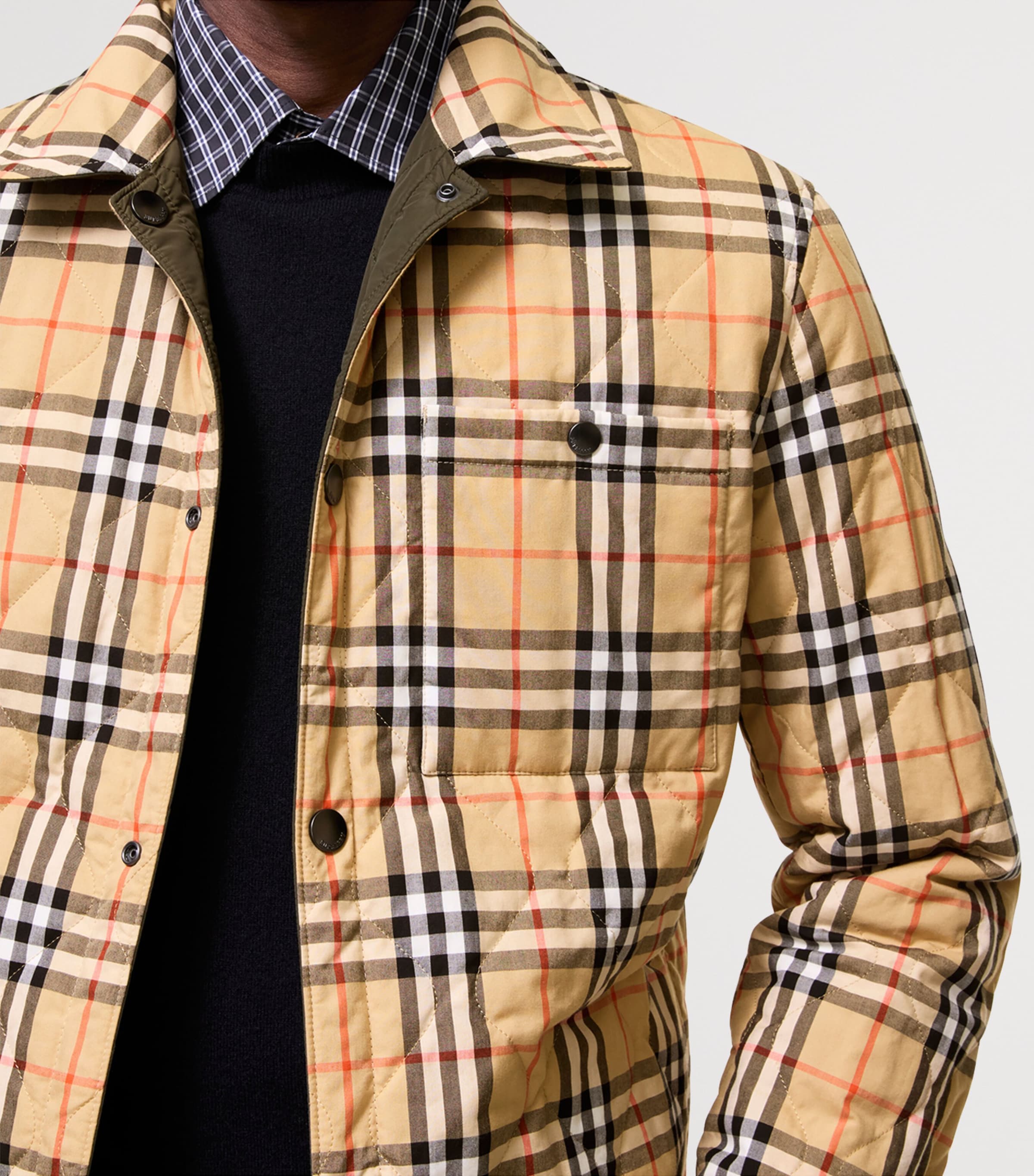 Burberry Mens Reversible Quilted Overshirt Jacket Shale Image 4