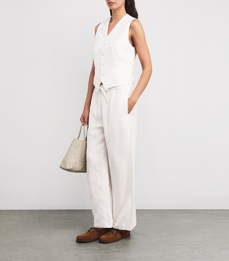 Linen Drawstring Trousers WHITE Image 2
