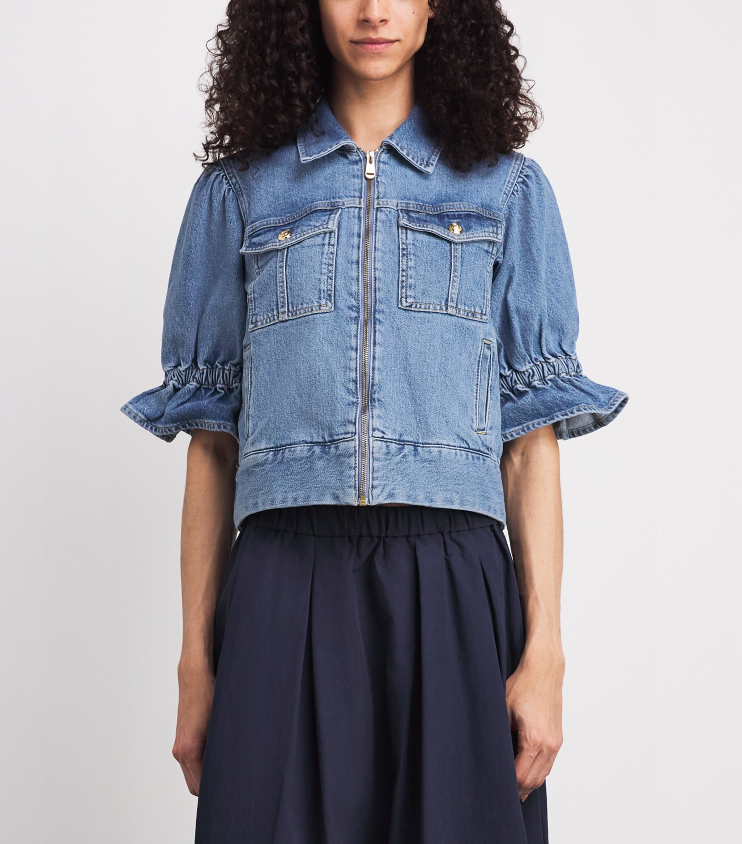 Cinq A Sept Womens Zip-Up Holly Denim Jacket Blue Mirage Image 4