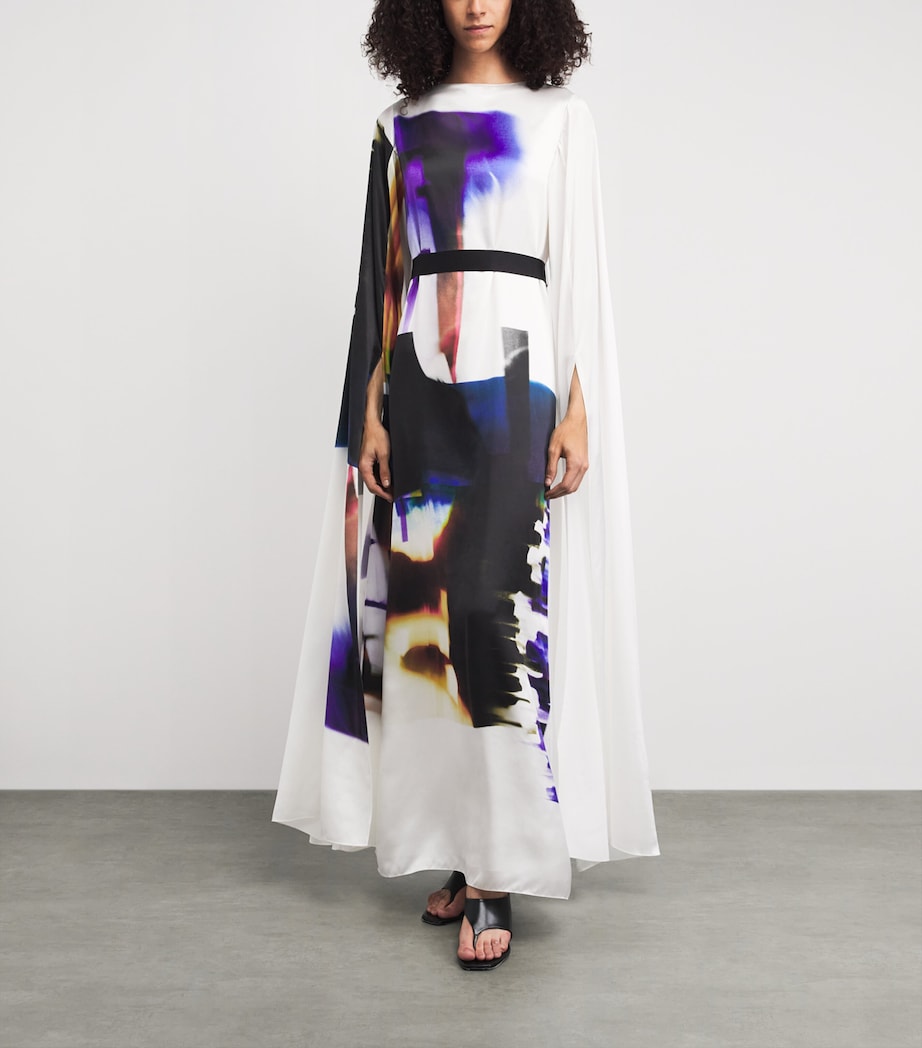 Roksanda Womens Silk Belted Razi Maxi Dress Station Print Image 2