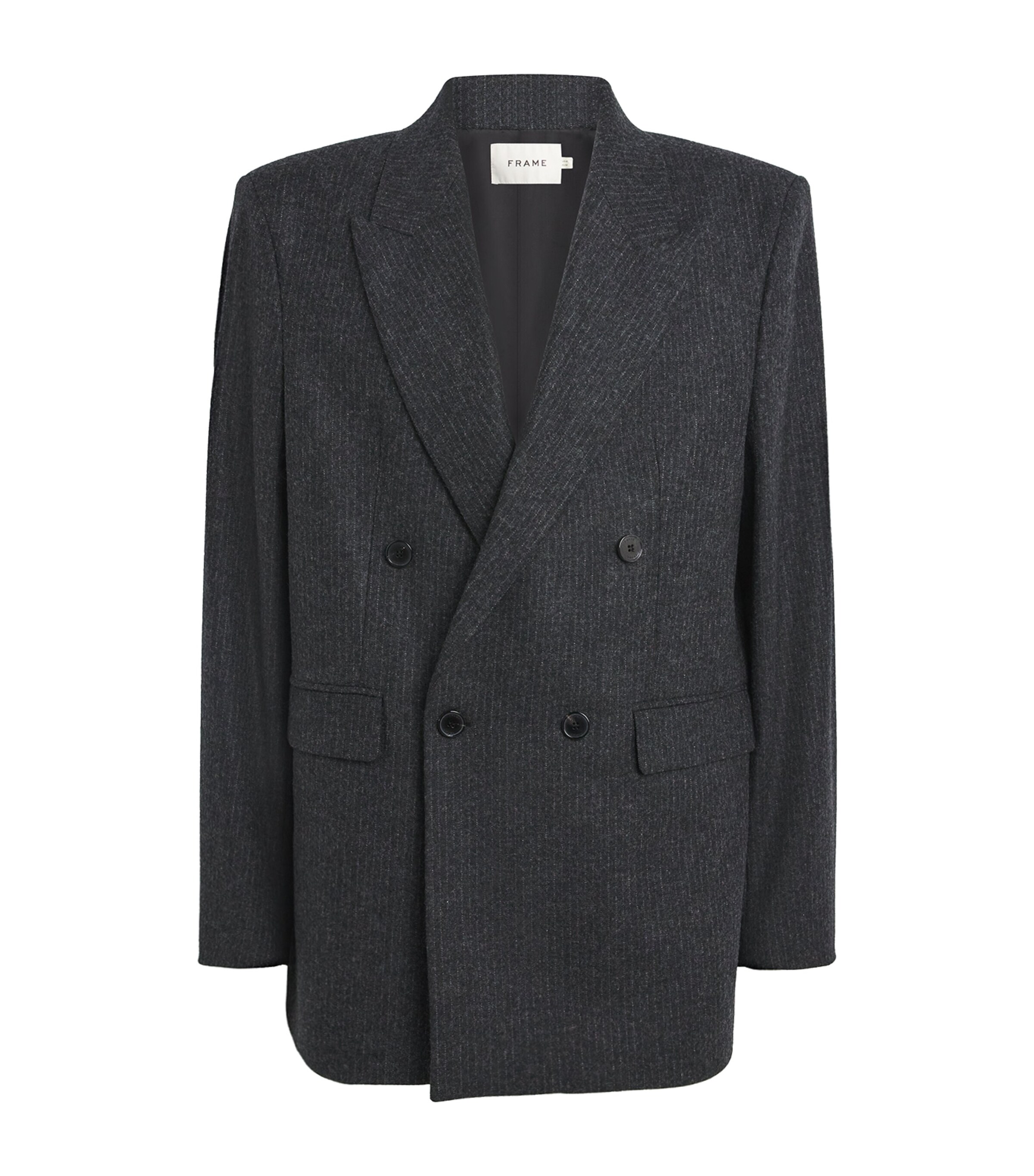 Wool-Blend Pinstripe Blazer DKGR Image 1