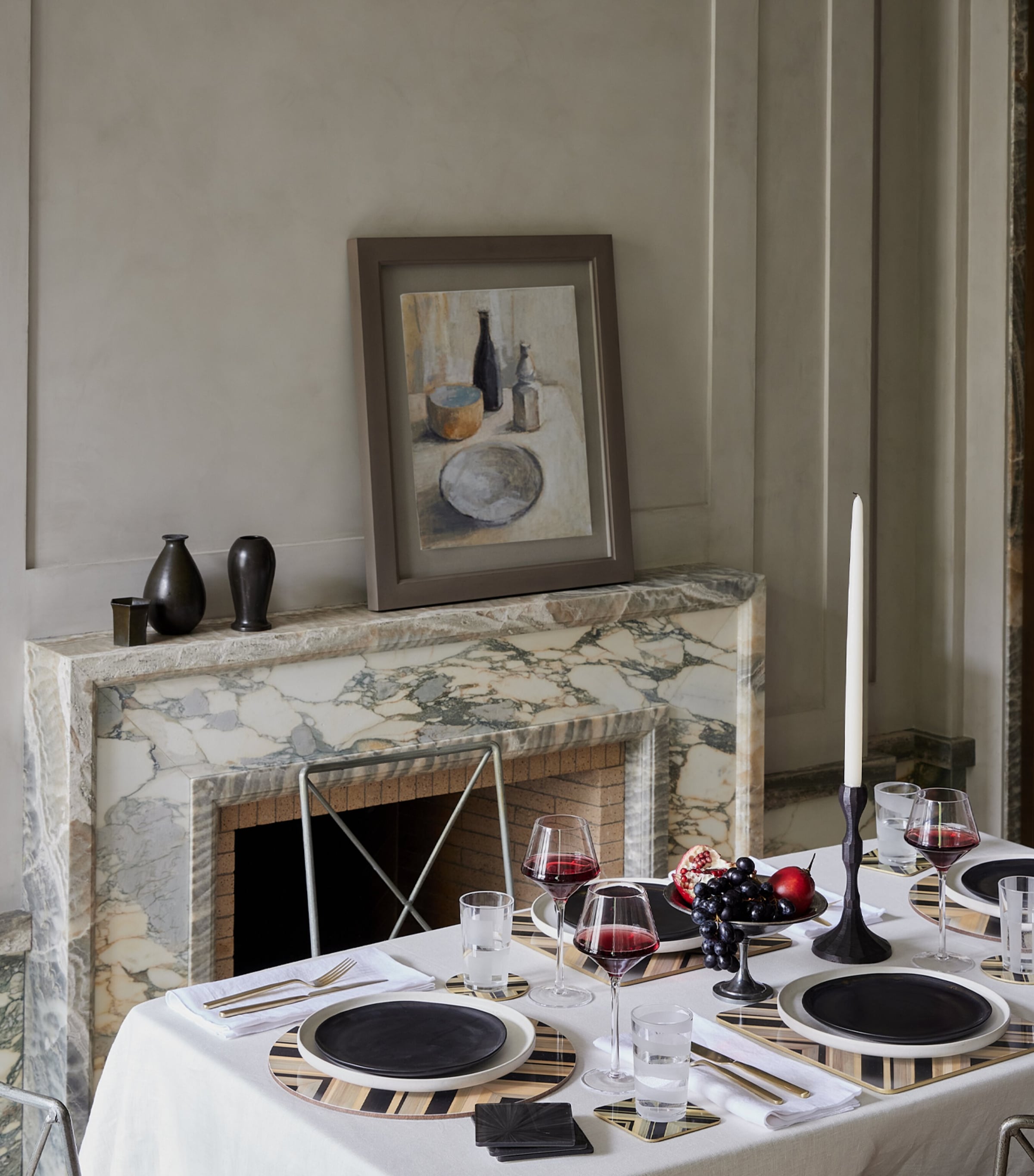 Set of 4 Geometrique Round Coasters NATURAL Image 2