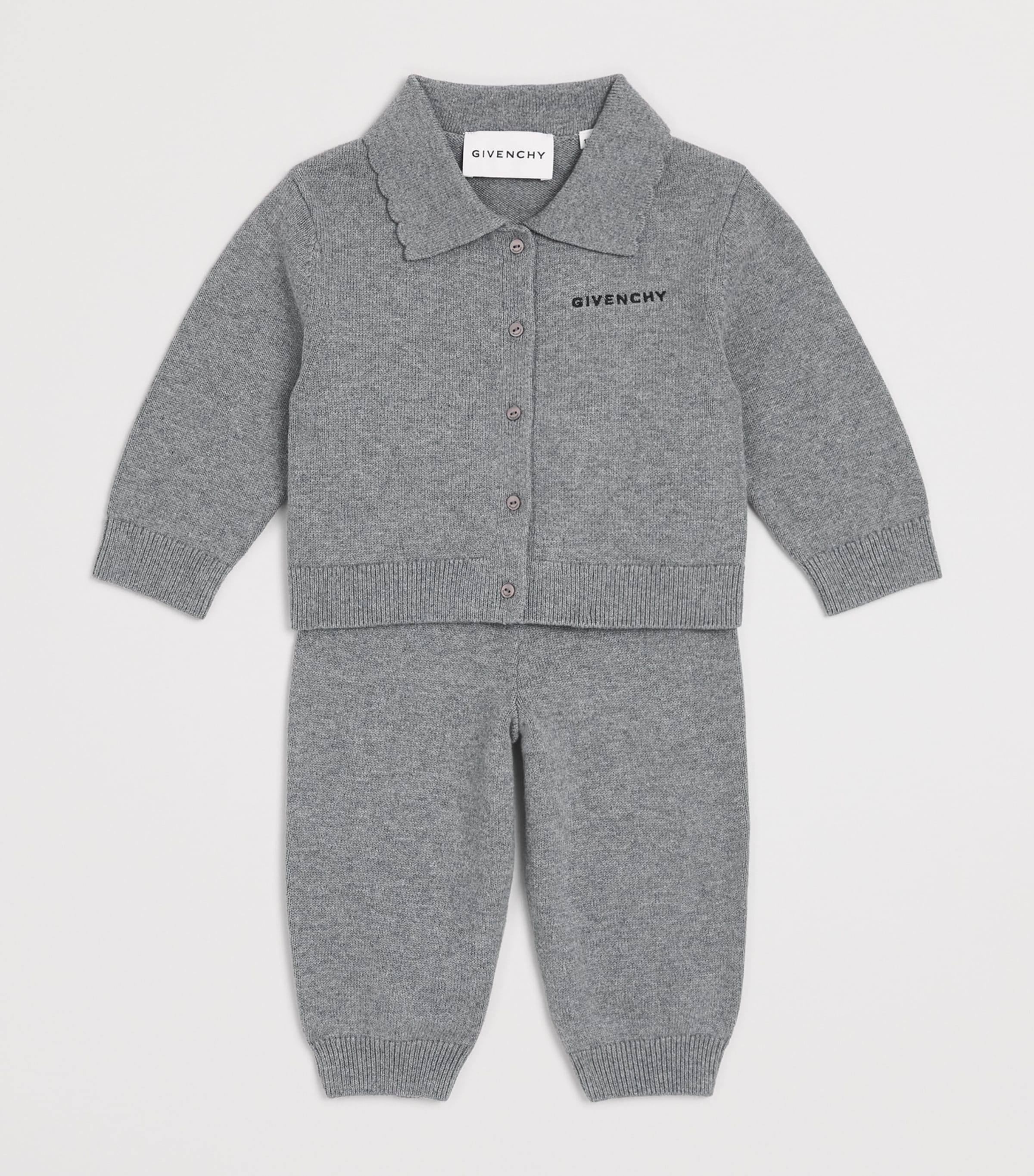 Givenchy Kids Cotton-Cashmere Logo Cardigan and Leggings Set (12-36 Months) Marl Image 3