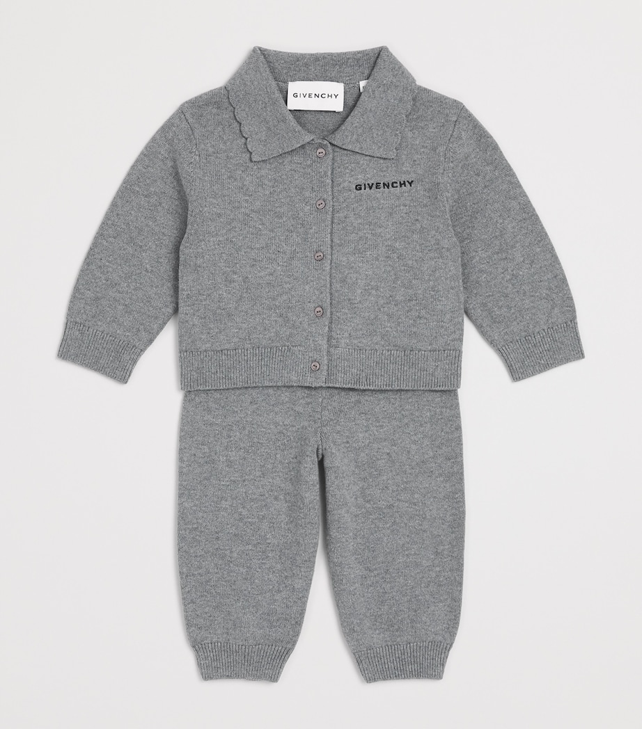 Givenchy Kids Cotton-Cashmere Logo Cardigan and Leggings Set (12-36 Months) Marl Image 3