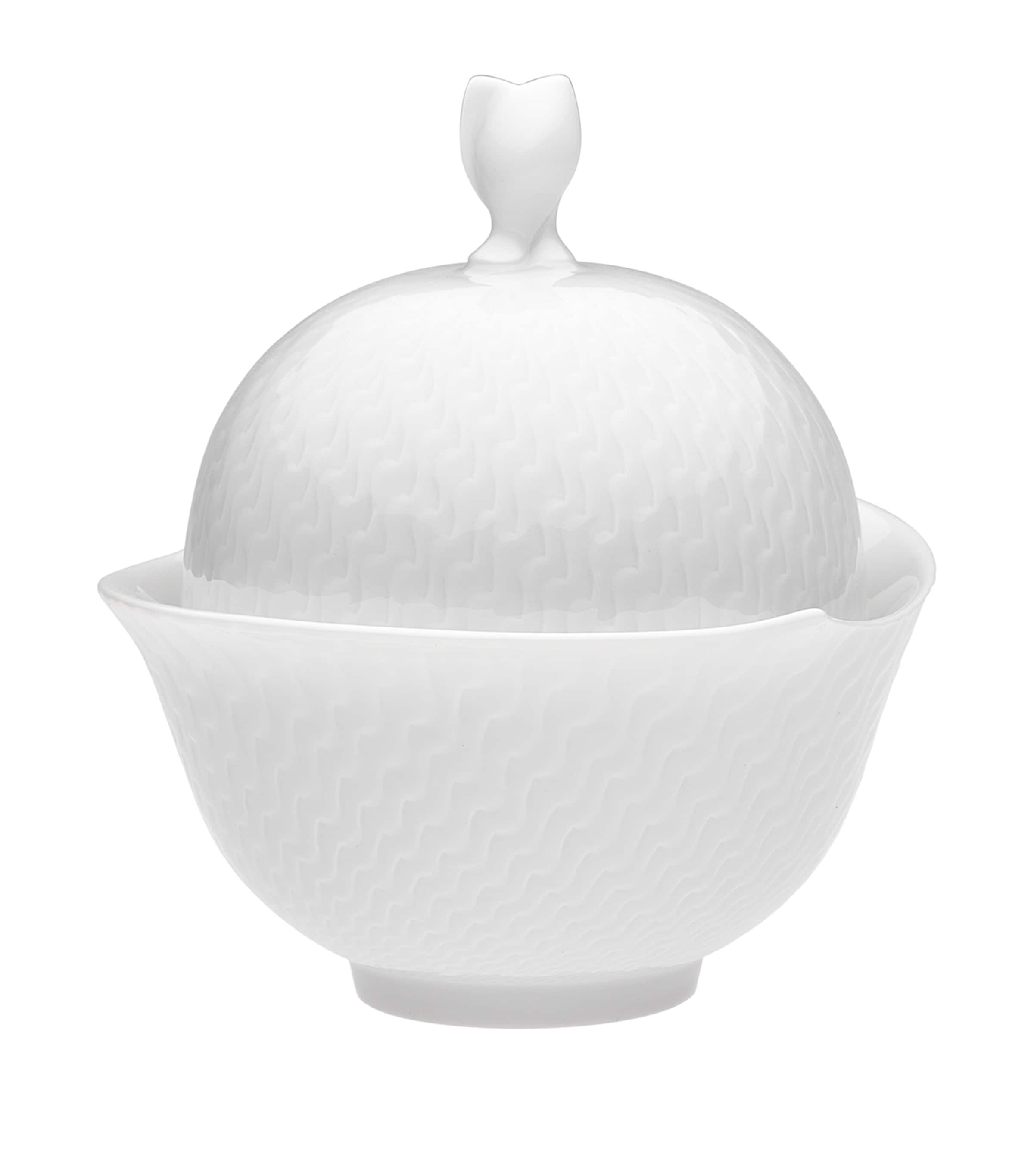 Porcelain Waves Relief Sugar Bowl WHITE Image 2