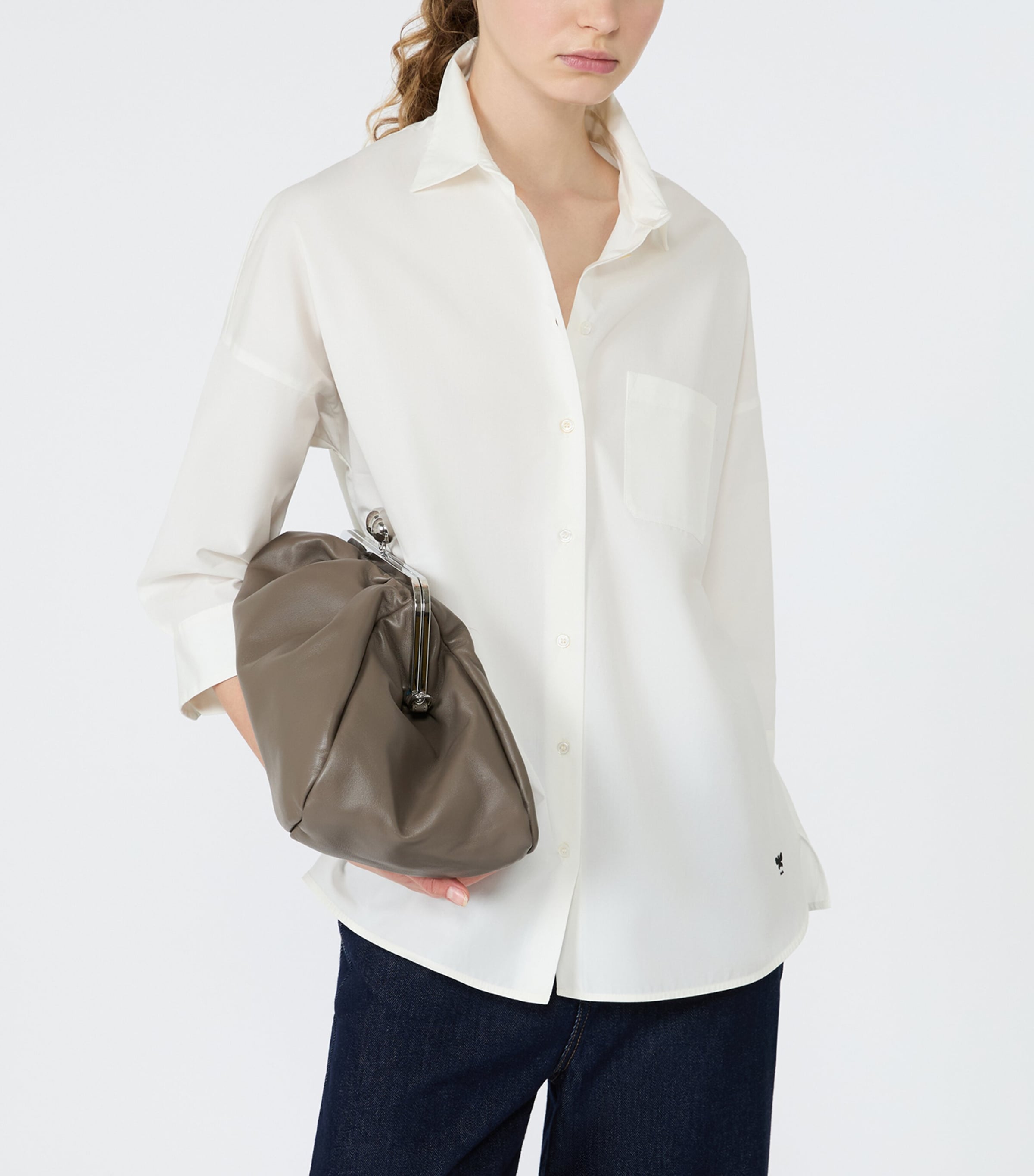 Weekend Max Mara Womens Cotton Cropped Sleeve Shirt White Image 5