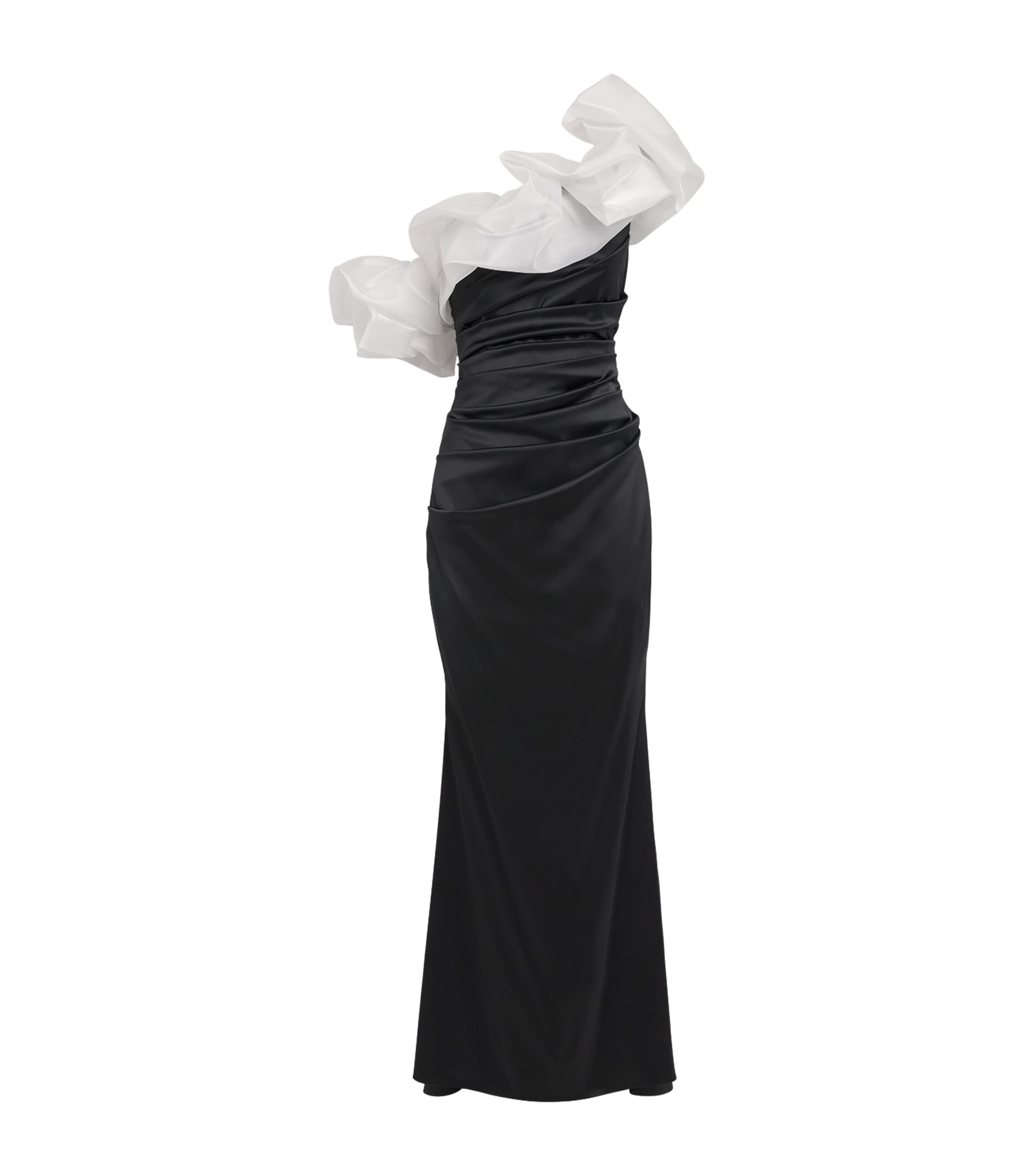 Talbot Runhof Womens One-Shoulder Embellished Gown Black Image 1