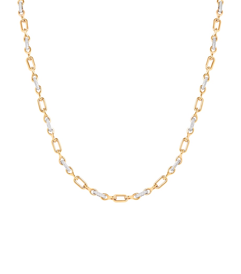 Astrid & Miyu Pavé Chain Link Necklace Gold Image 1