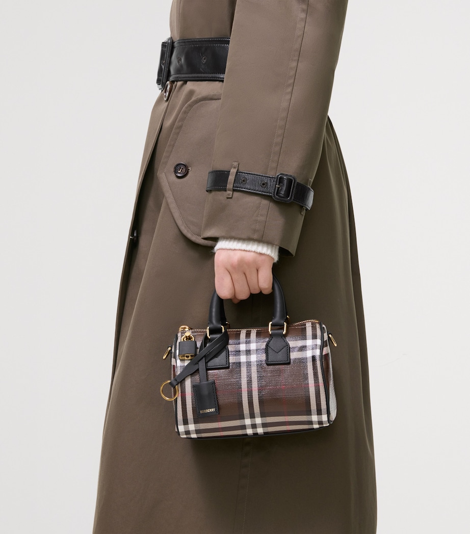 Burberry Mini Check Bowling Bag Chocolate Brown Image 3