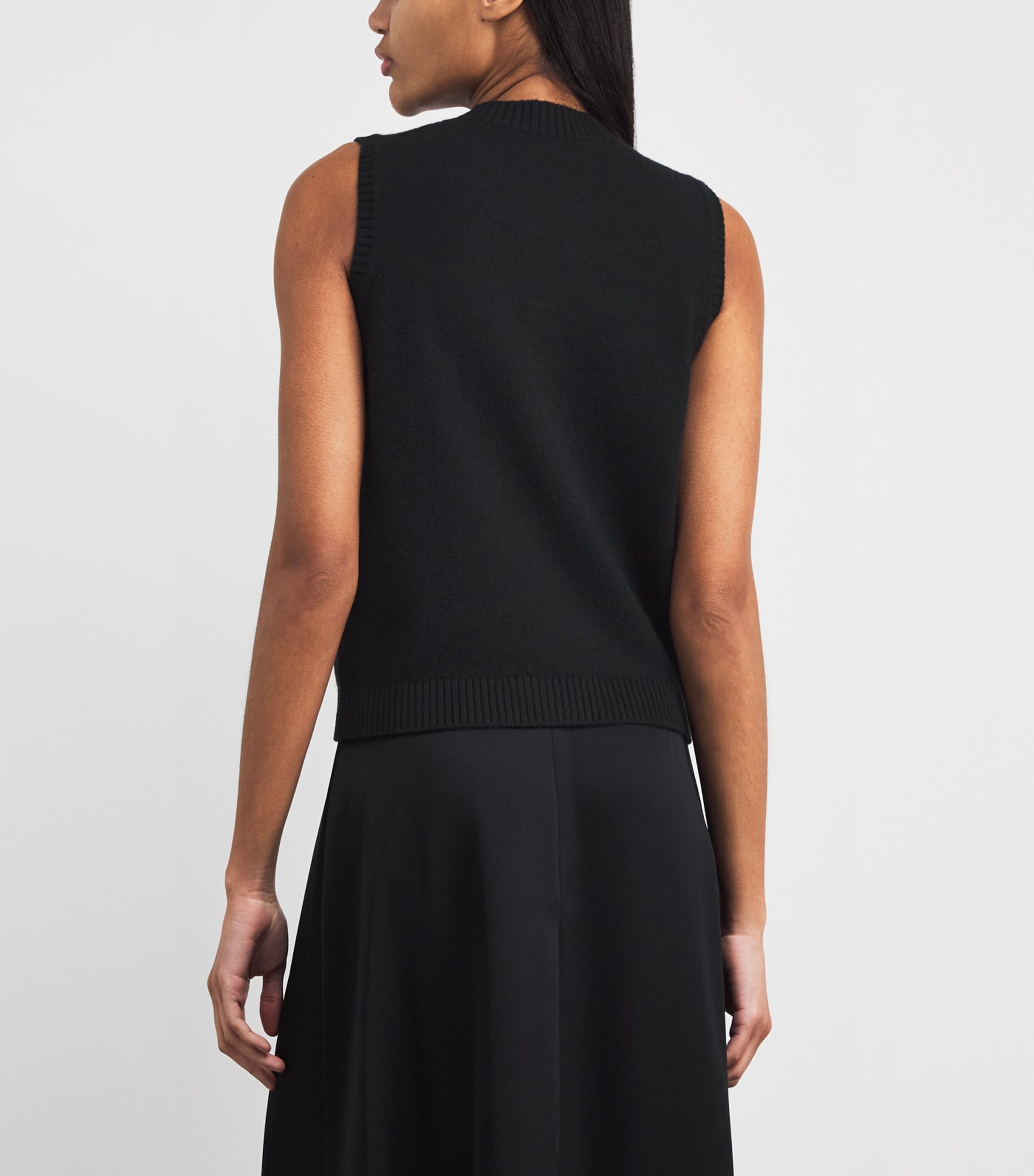 Harrods Womens Cashmere-Cotton Sweater Vest Black Image 5