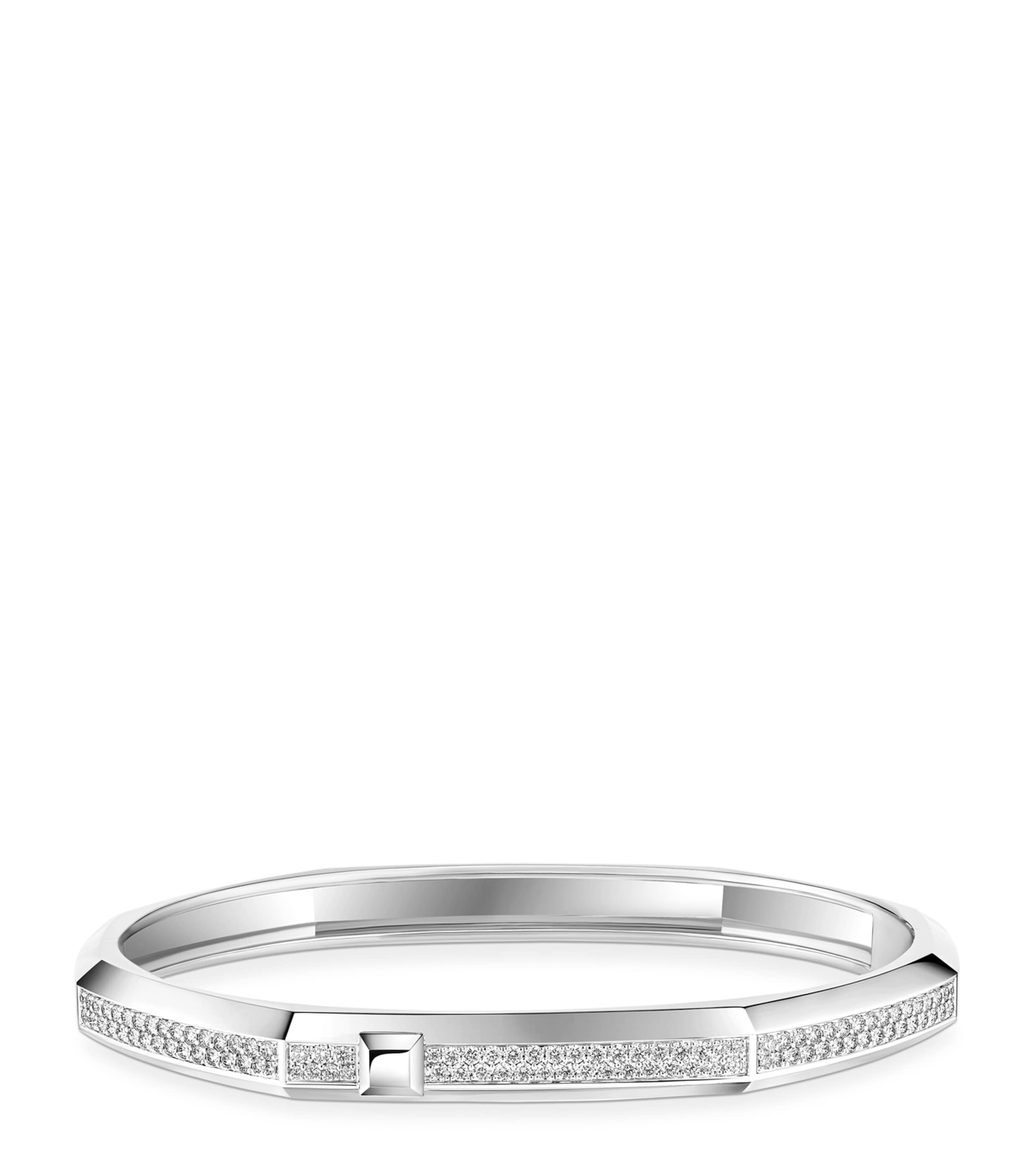 Messika Moderniste Medium White Gold and Diamond Pavé Bangle White Gold Image 1