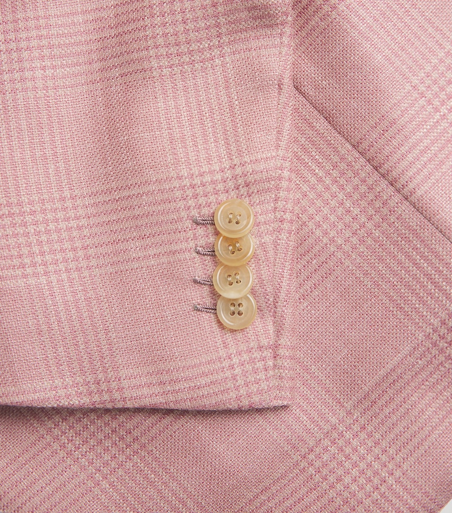 Brioni Mens Wool-Silk-Linen Check Blazer Image 6