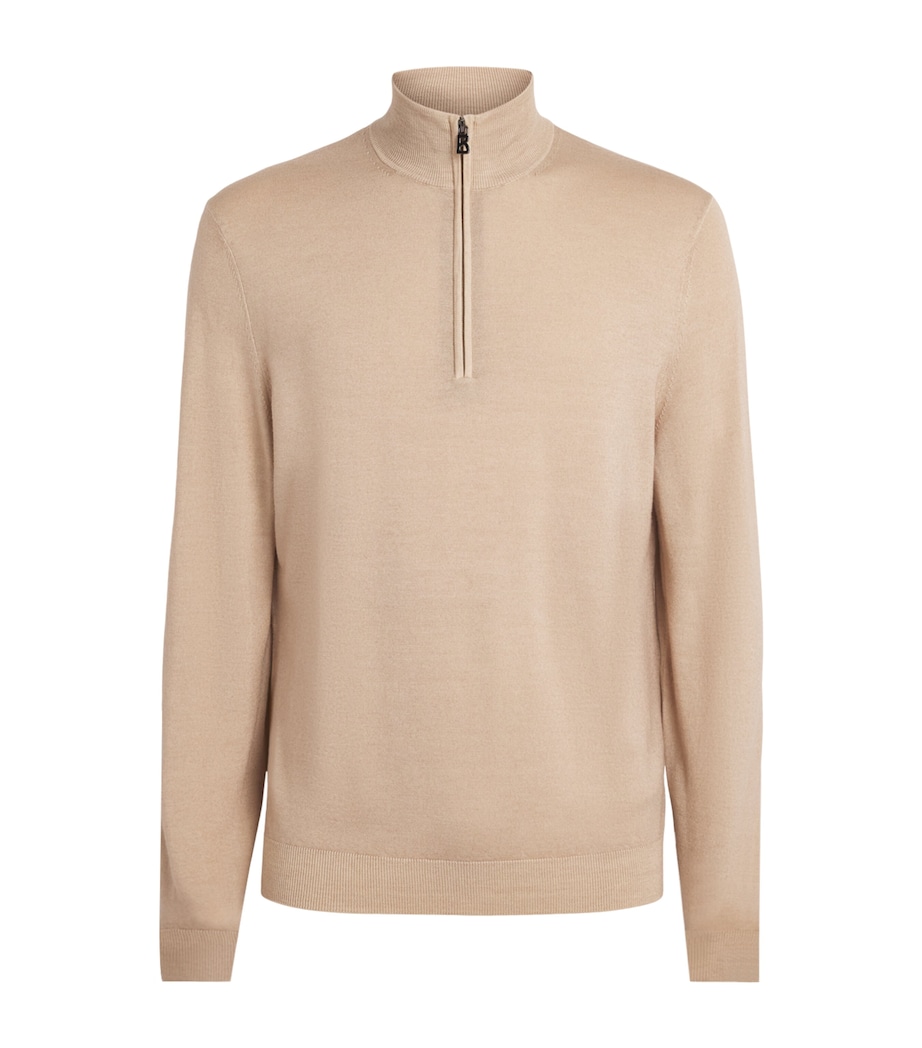 Bogner Mens Virgin Wool Ouri Quarter-Zip Sweater Beige Image 1