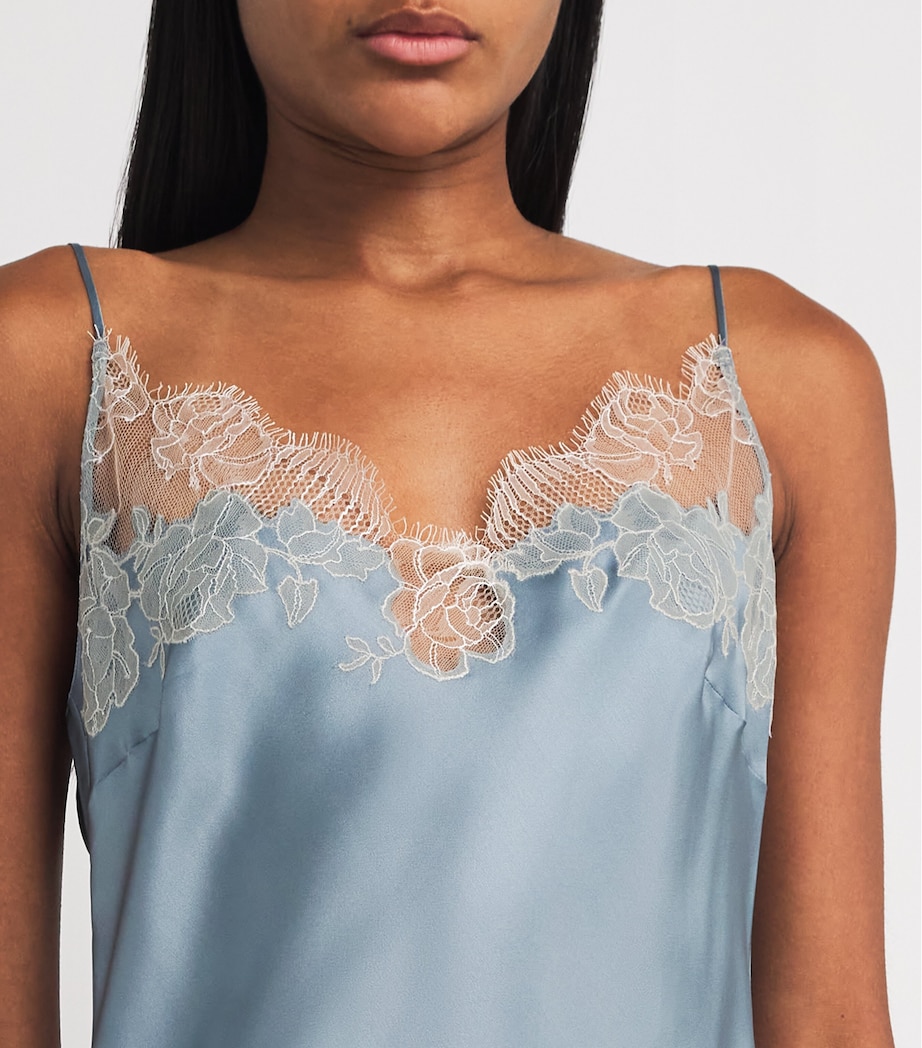 Silk Lace-Trim Short Slip Dress BLEU GIVRE/NACR Image 6