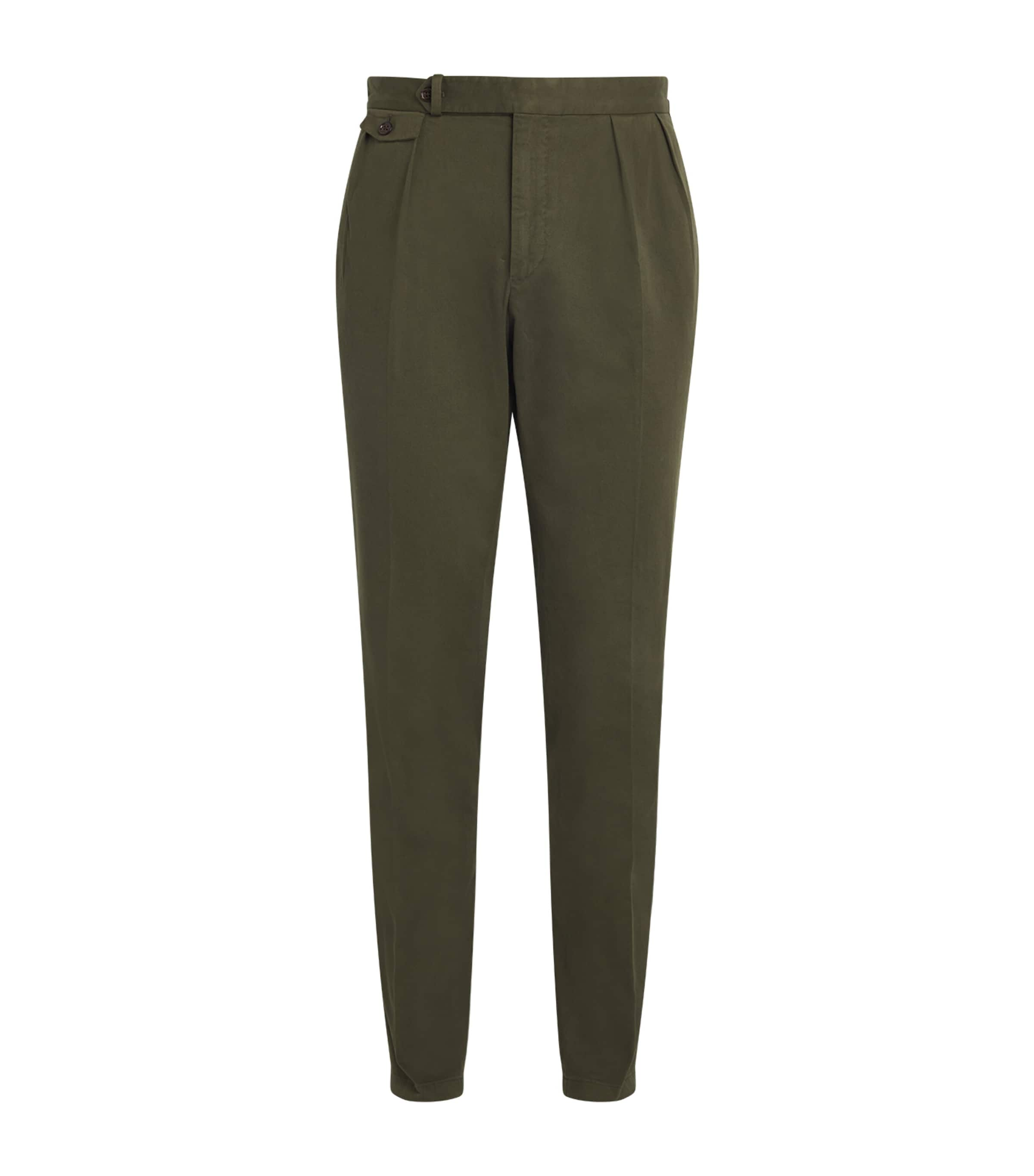 Polo Ralph Lauren Stretch-cotton Pleated Trousers In Green