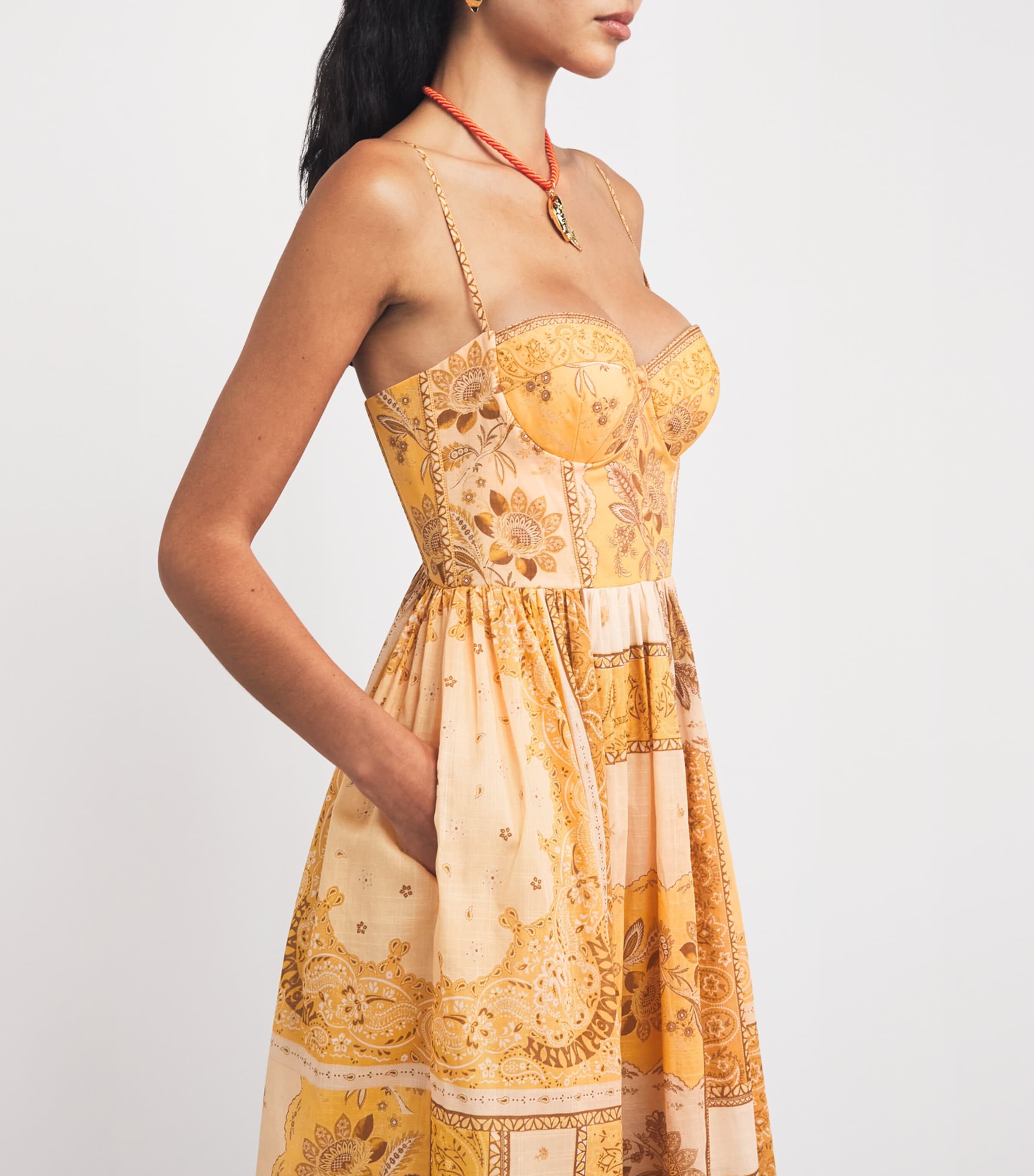 Zimmermann Cotton Lucky Corset Midi Dress | Harrods US