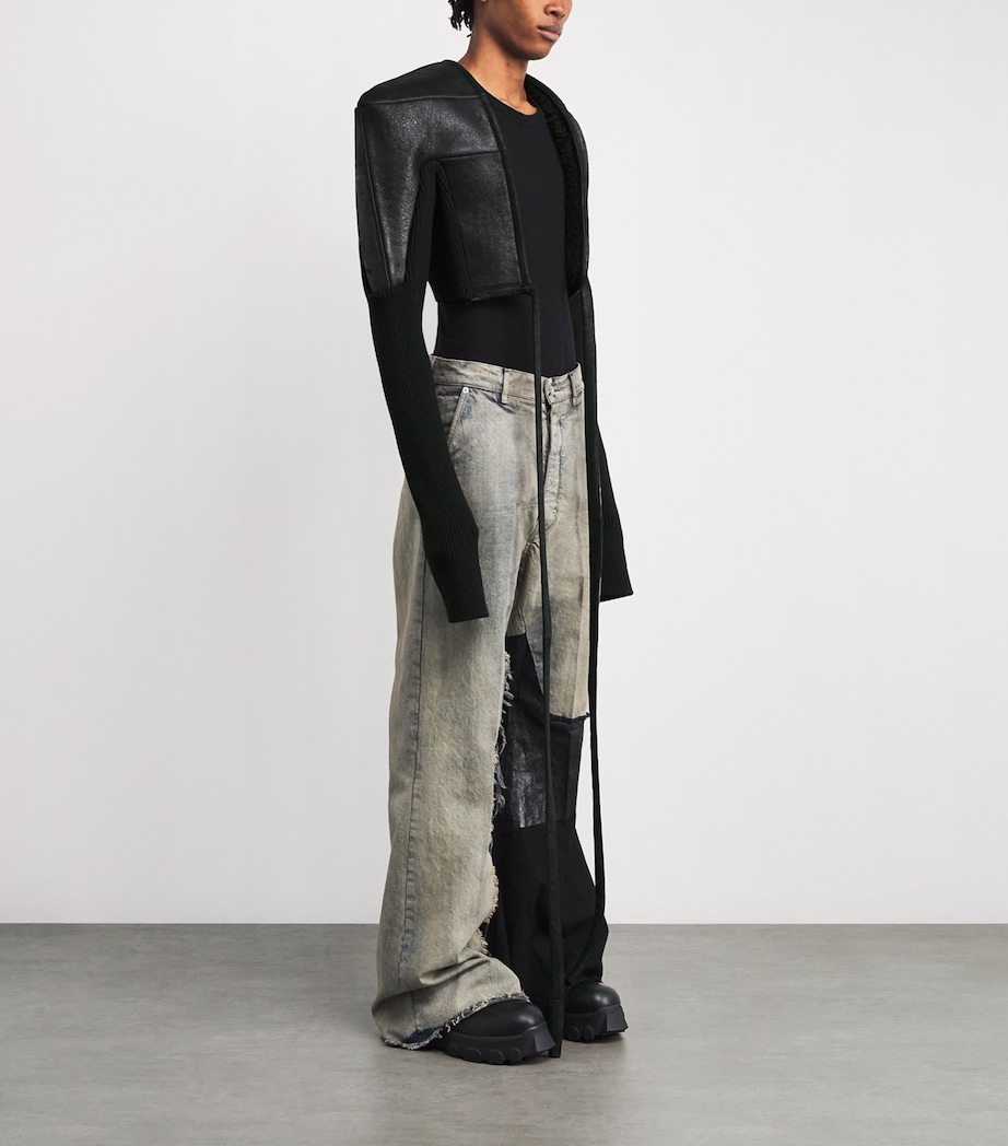 Shearling Cropped Jacket BLACK Image 3