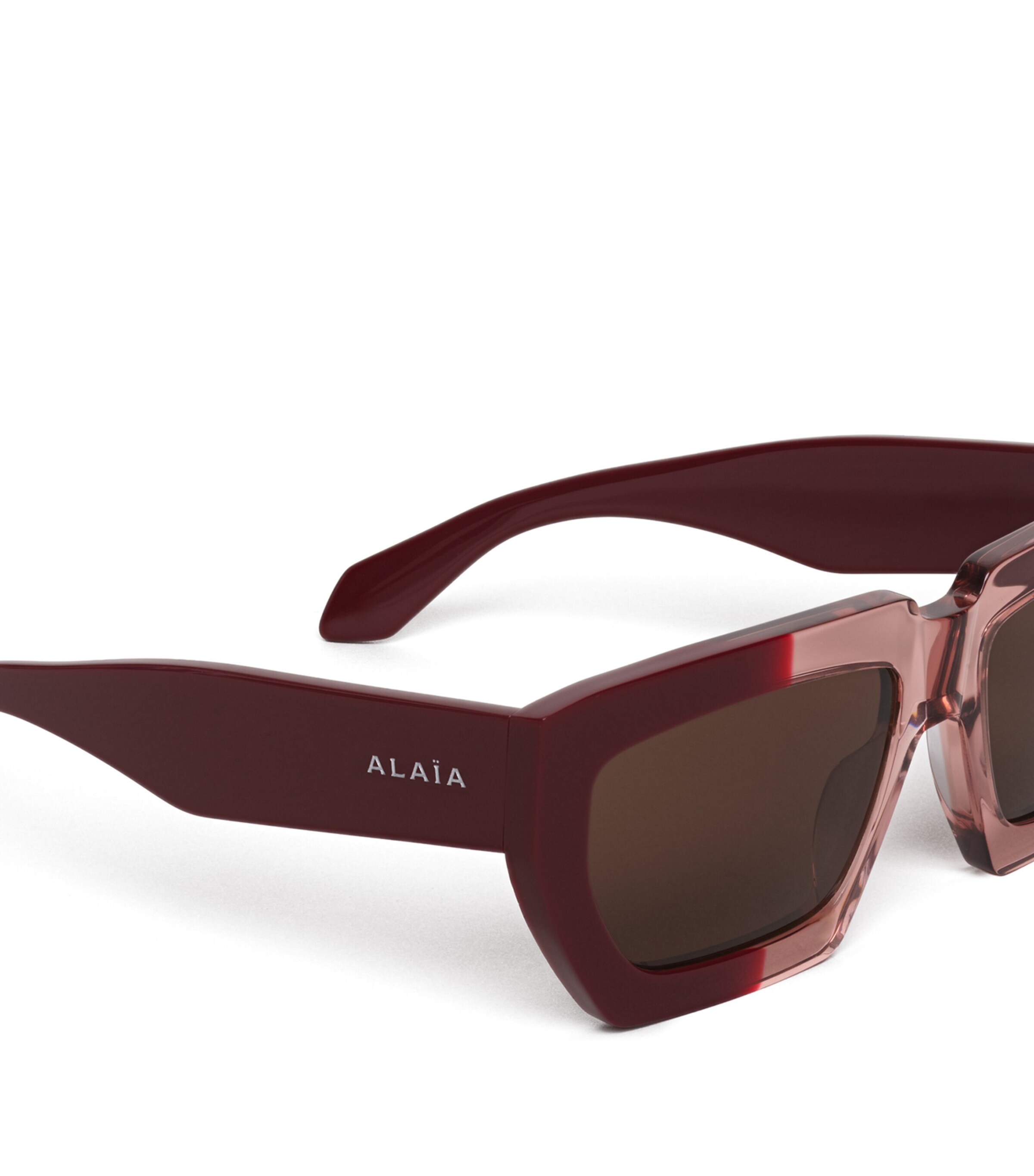 Alaïa Acetate Melted Rectangular Sunglasses Bordeaux Image 3