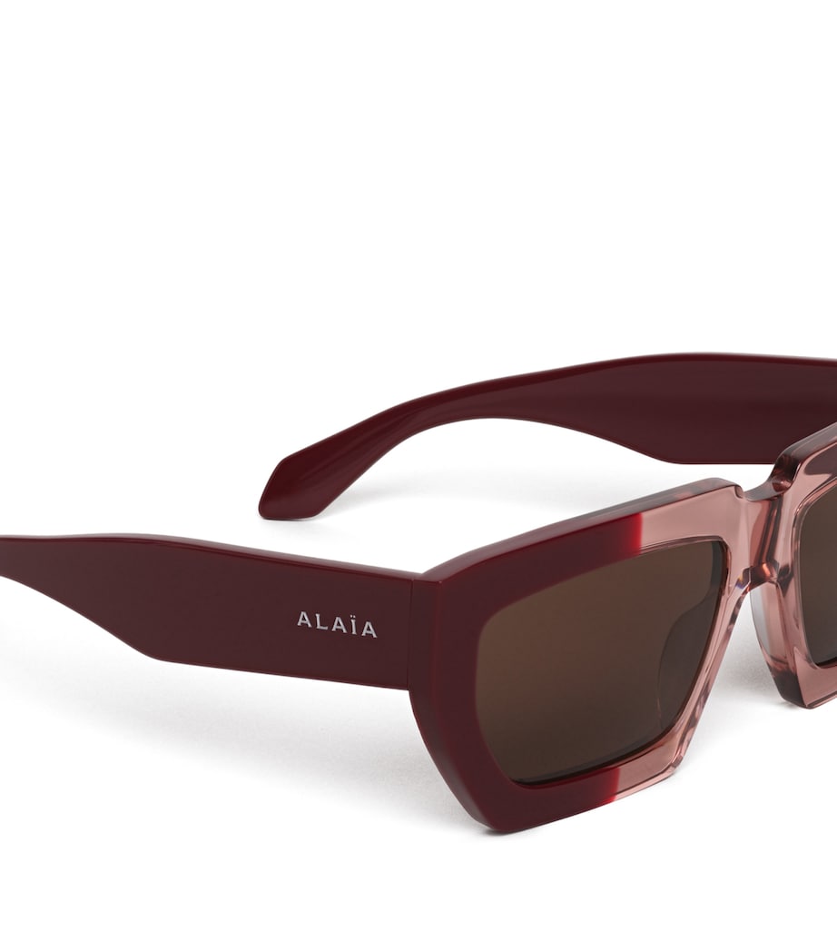 Alaïa Acetate Melted Rectangular Sunglasses Bordeaux Image 3