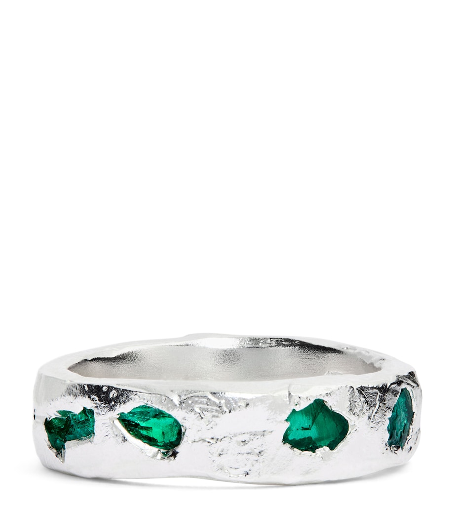 Sterling Silver and Emerald Ring GREEN Image 1