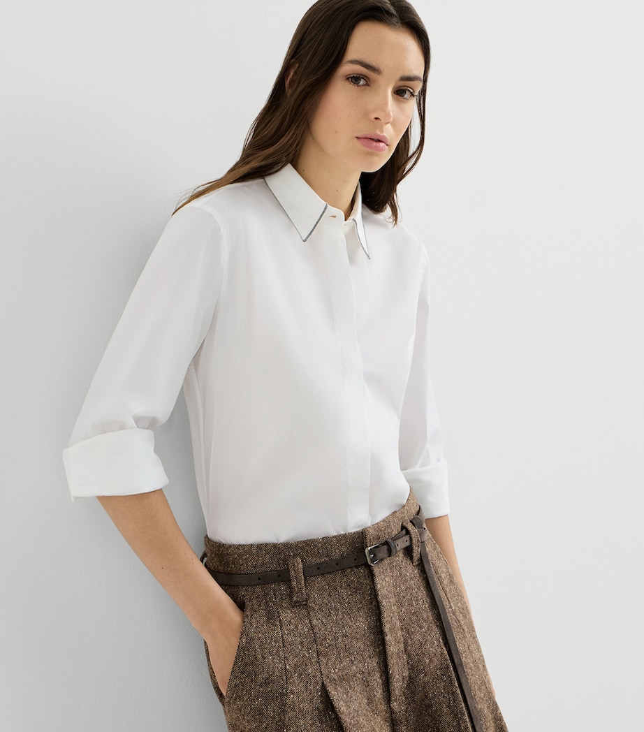 Brunello Cucinelli Womens Stretch-Cotton Poplin Monili Shirt Image 2