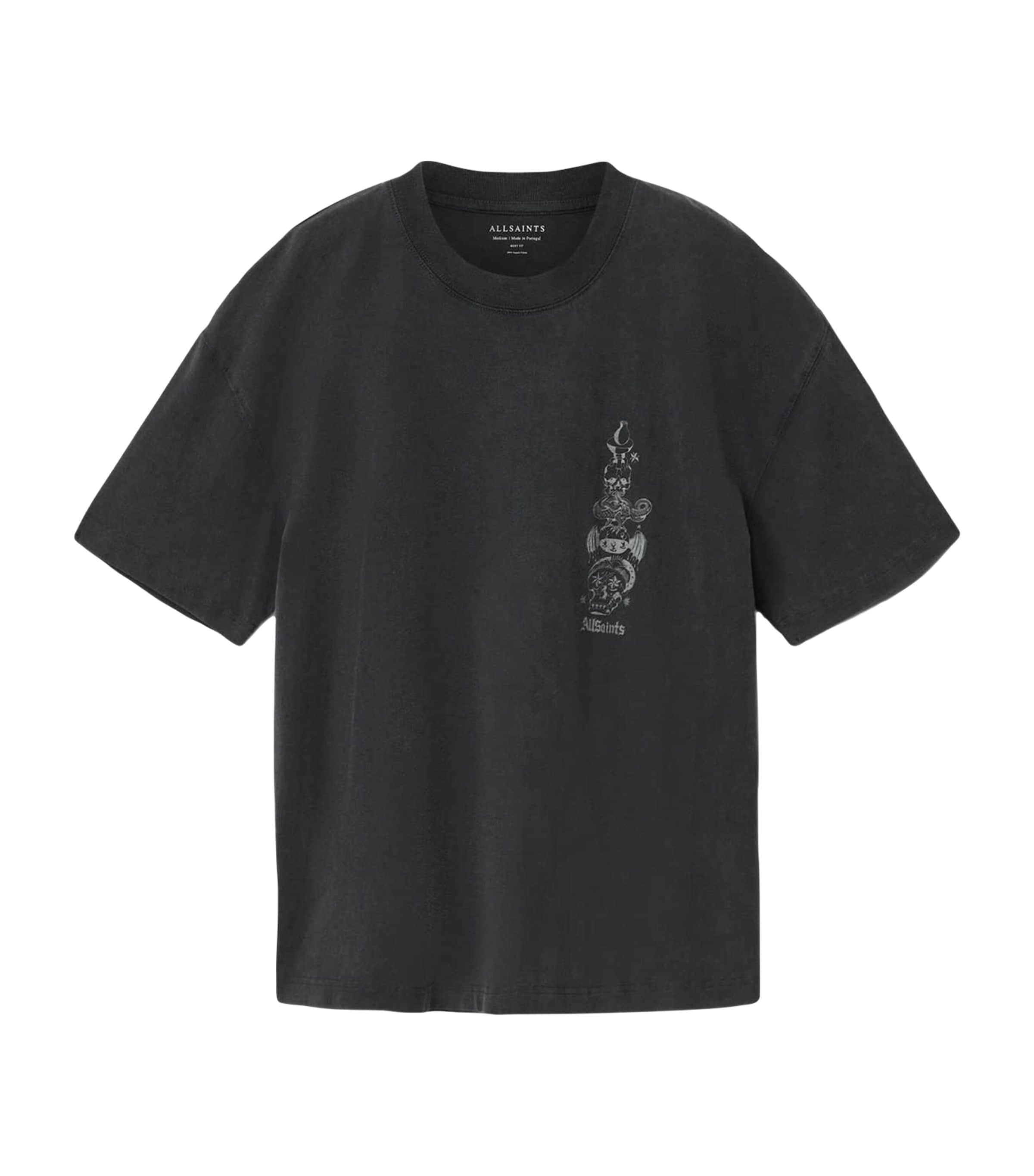 AllSaints Mens Organic Cotton Ignis T-Shirt Washed Black Image 1