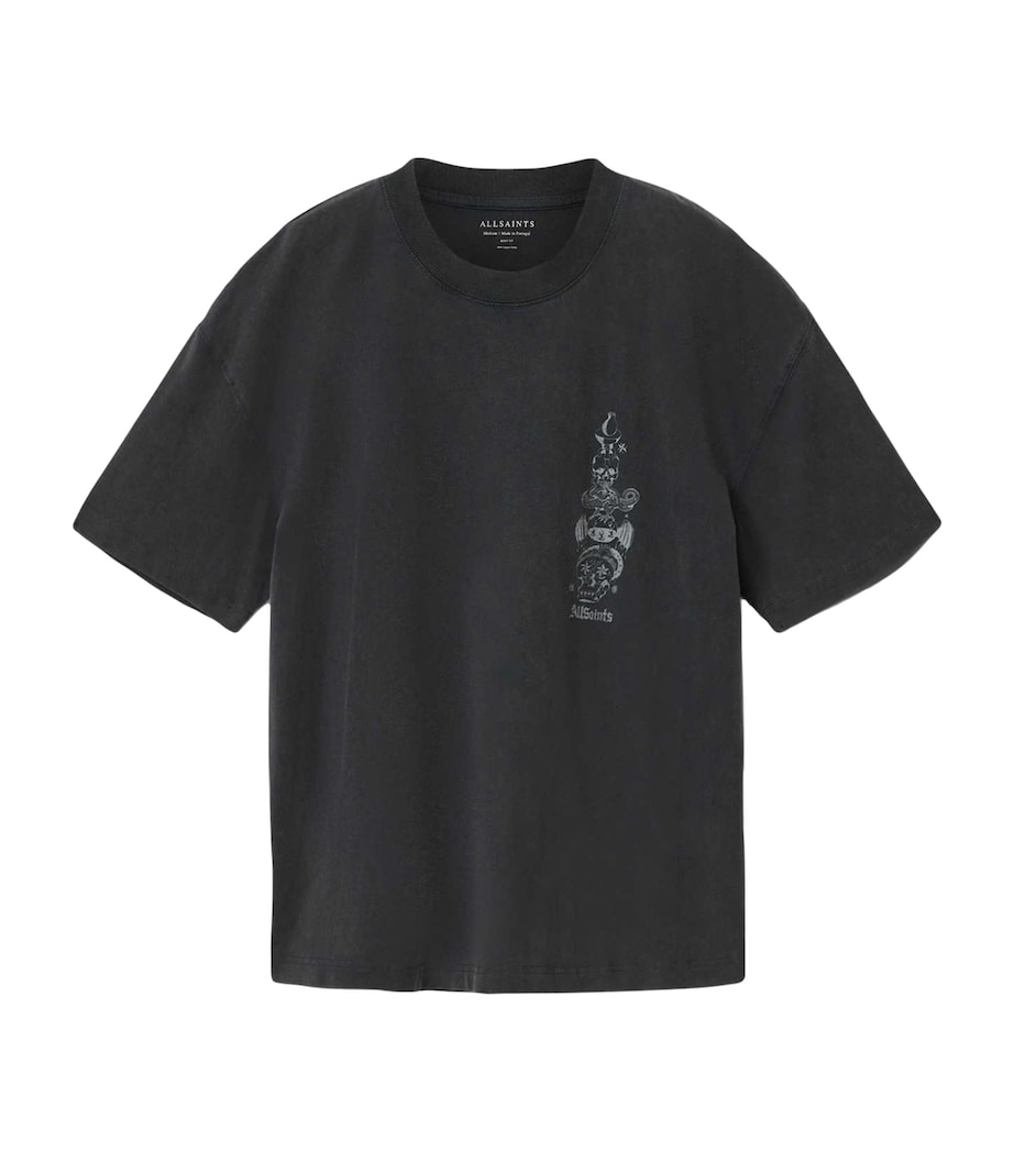 AllSaints Mens Organic Cotton Ignis T-Shirt Washed Black Image 1