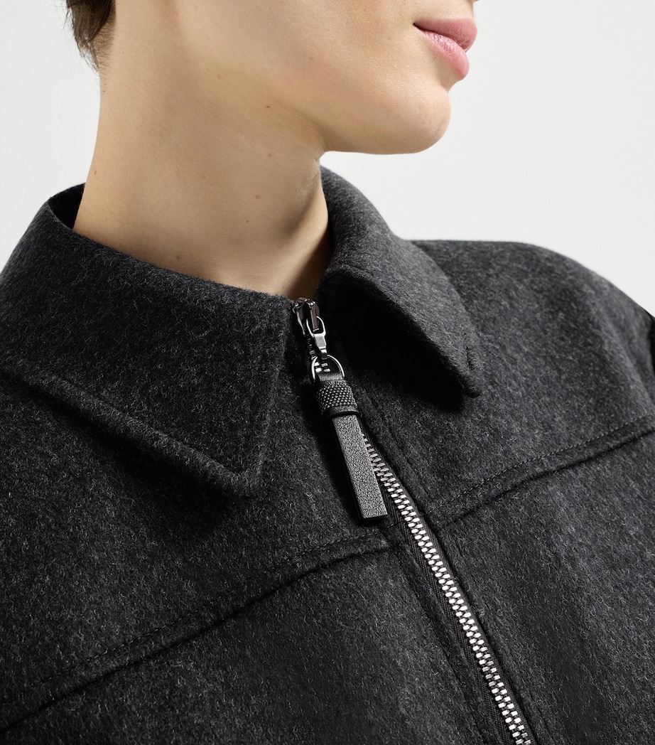Brunello Cucinelli Womens Wool Monili-Zipper Jacket Antracite Image 6