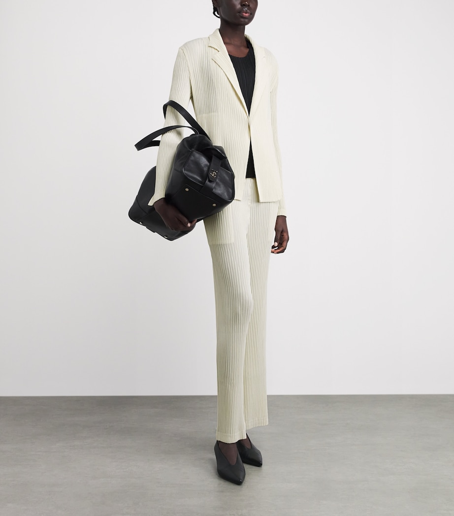 Issey Miyake Womens Hatching Pleats Blazer Off White Image 2