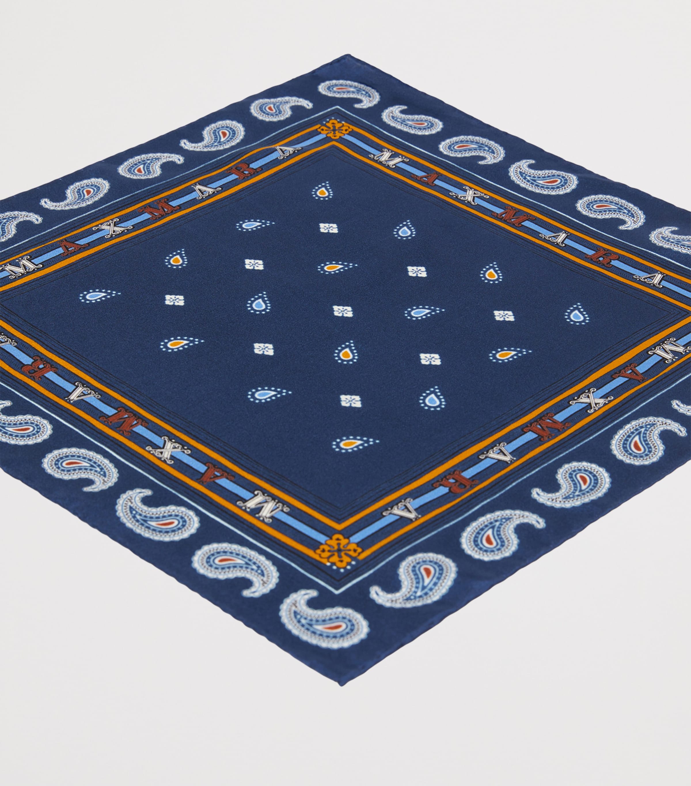 Silk Printed Scarf CORNFLOWER BLUE Image 2