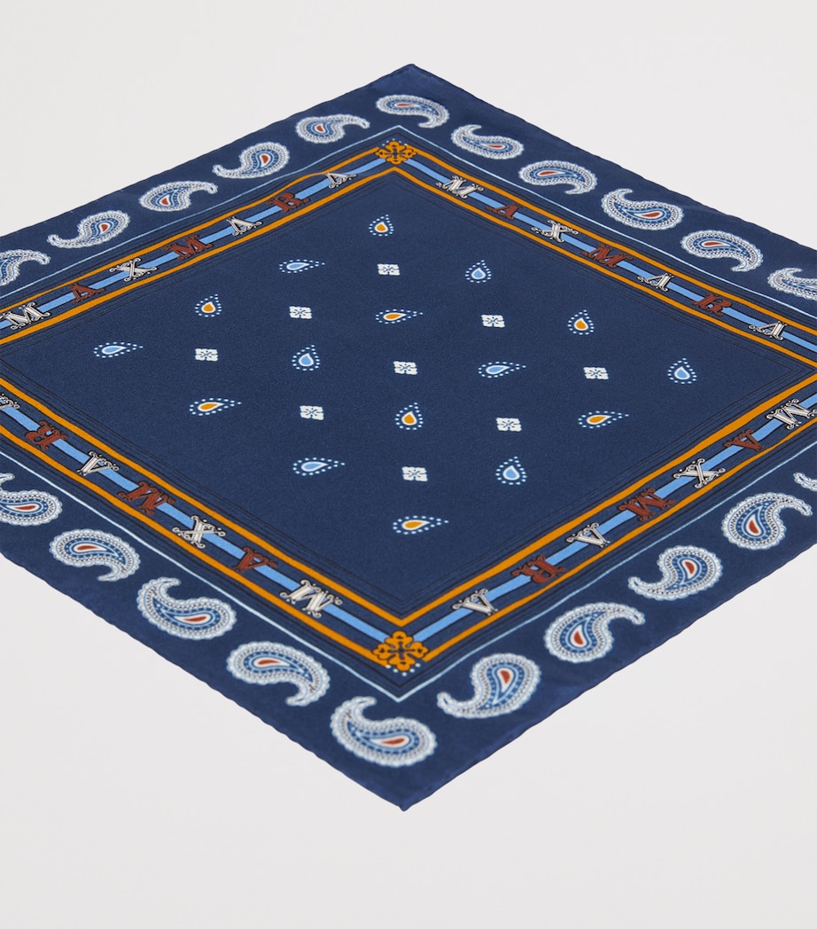 Silk Printed Scarf CORNFLOWER BLUE Image 2